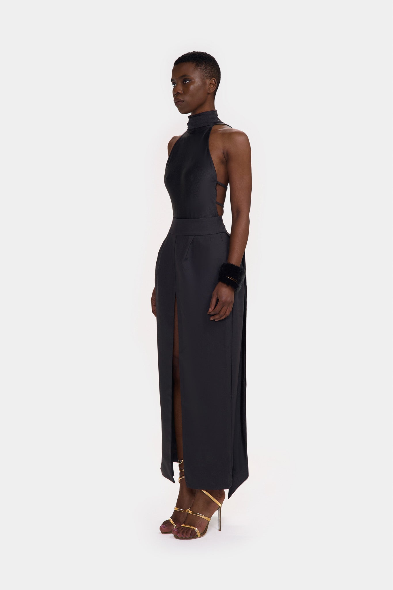 SAMPLE SALE High Waist Slit Maxi Skirt