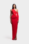 Asymmetric Knotted Kai Dress - Love Red