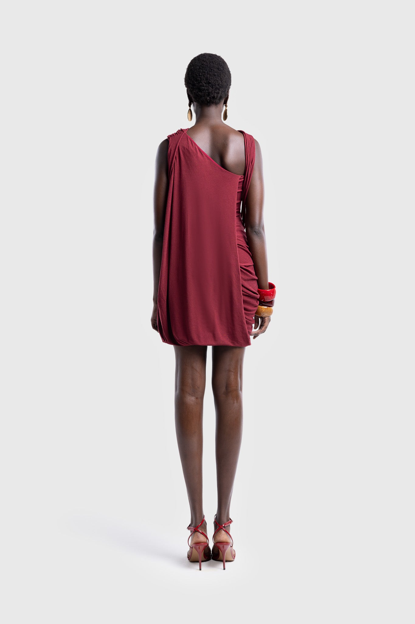 Kora Asymmetric Tassel Mini - Deep Cherry