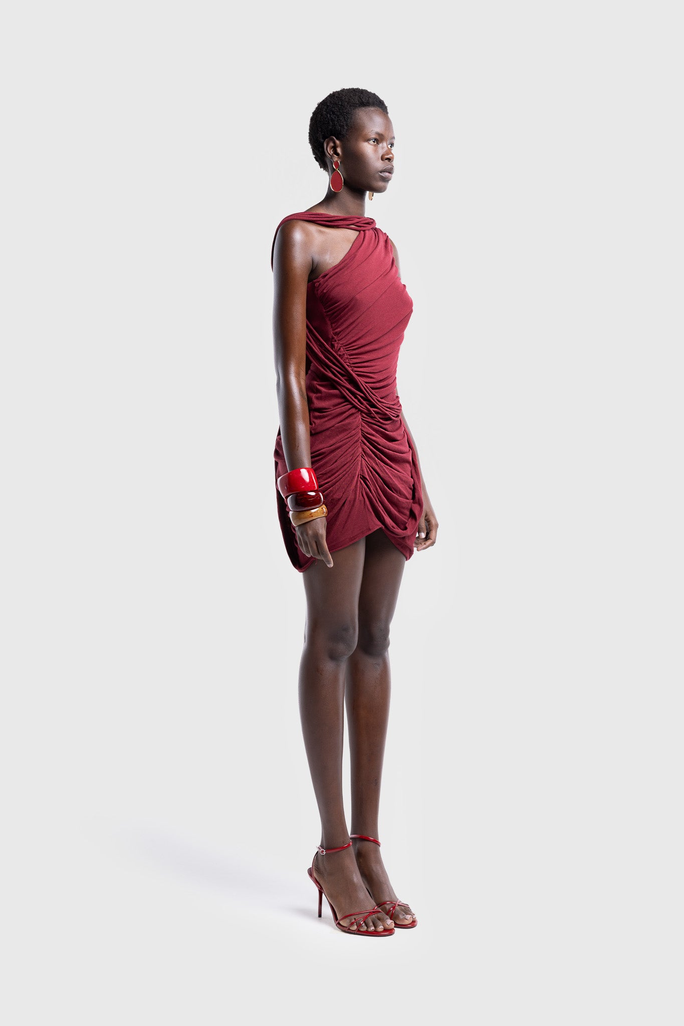 Kora Asymmetric Tassel Mini - Deep Cherry
