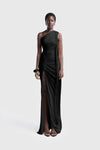 Kora Asymmetric Tassel Dress - Black
