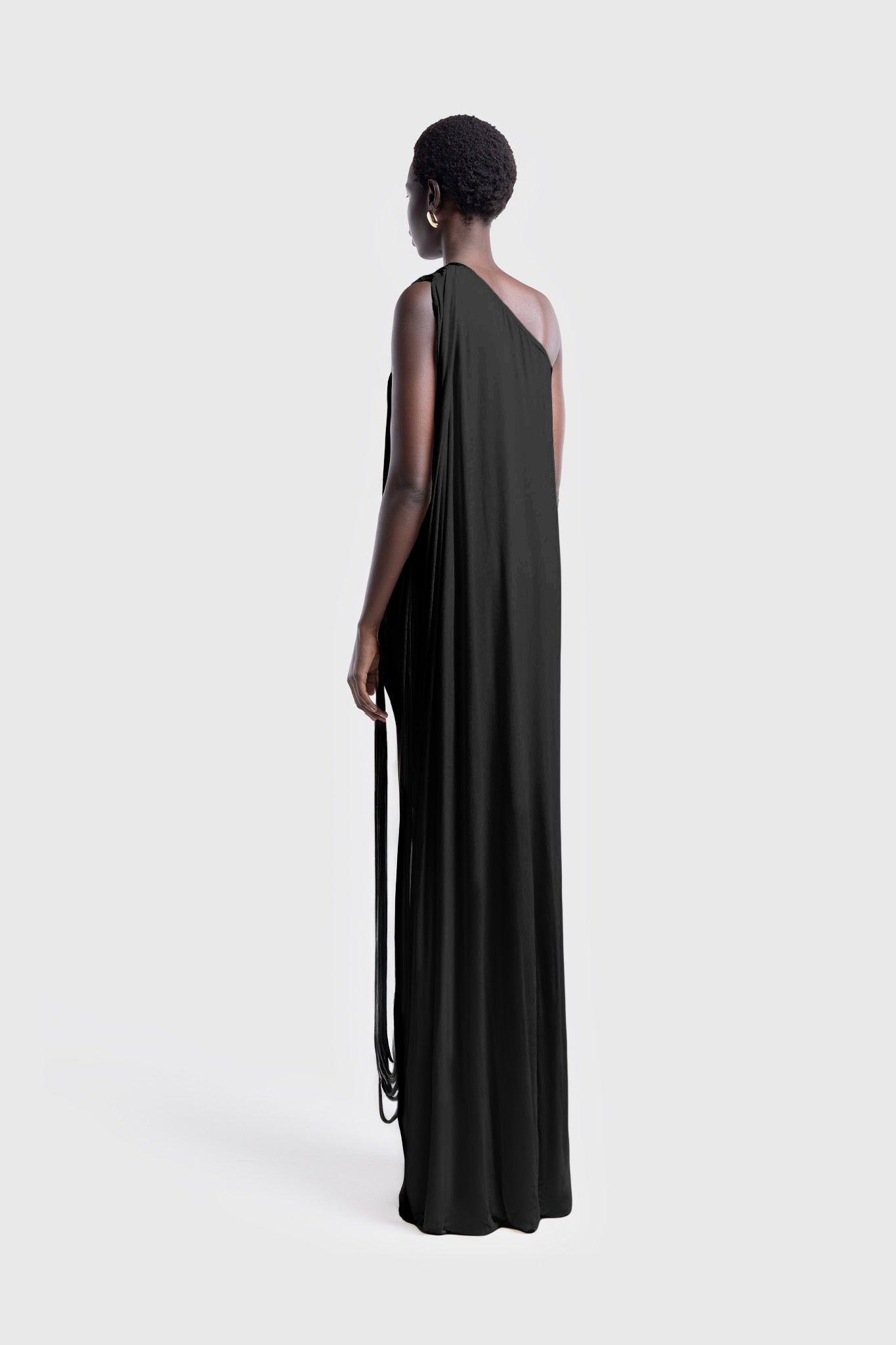 Kora Asymmetric Tassel Dress - Black