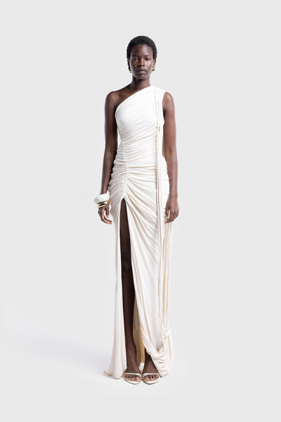 Kora Asymmetric Tassel Dress - Off White – BBXBRAND