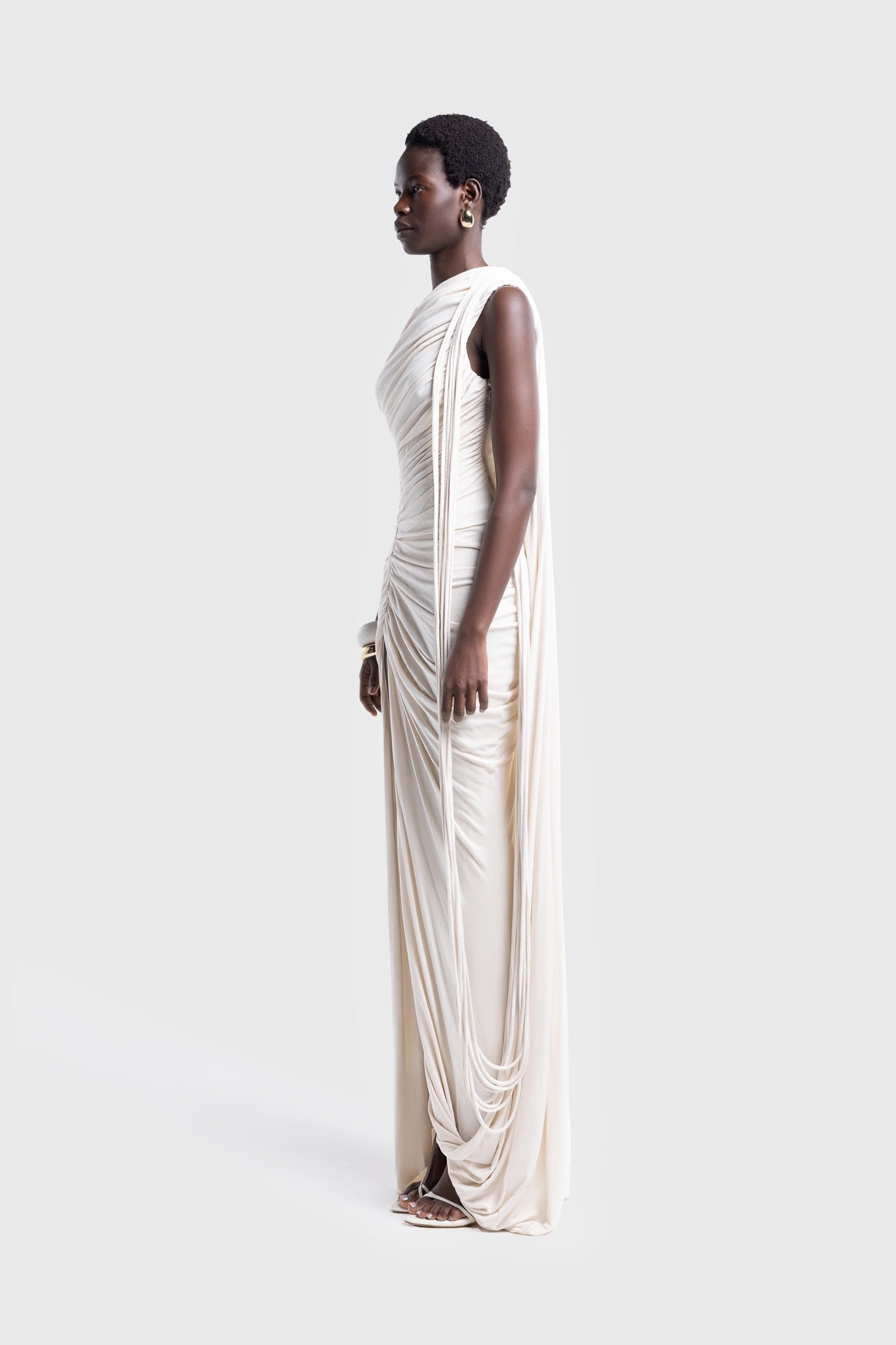 Kora Asymmetric Tassel Dress - Off White