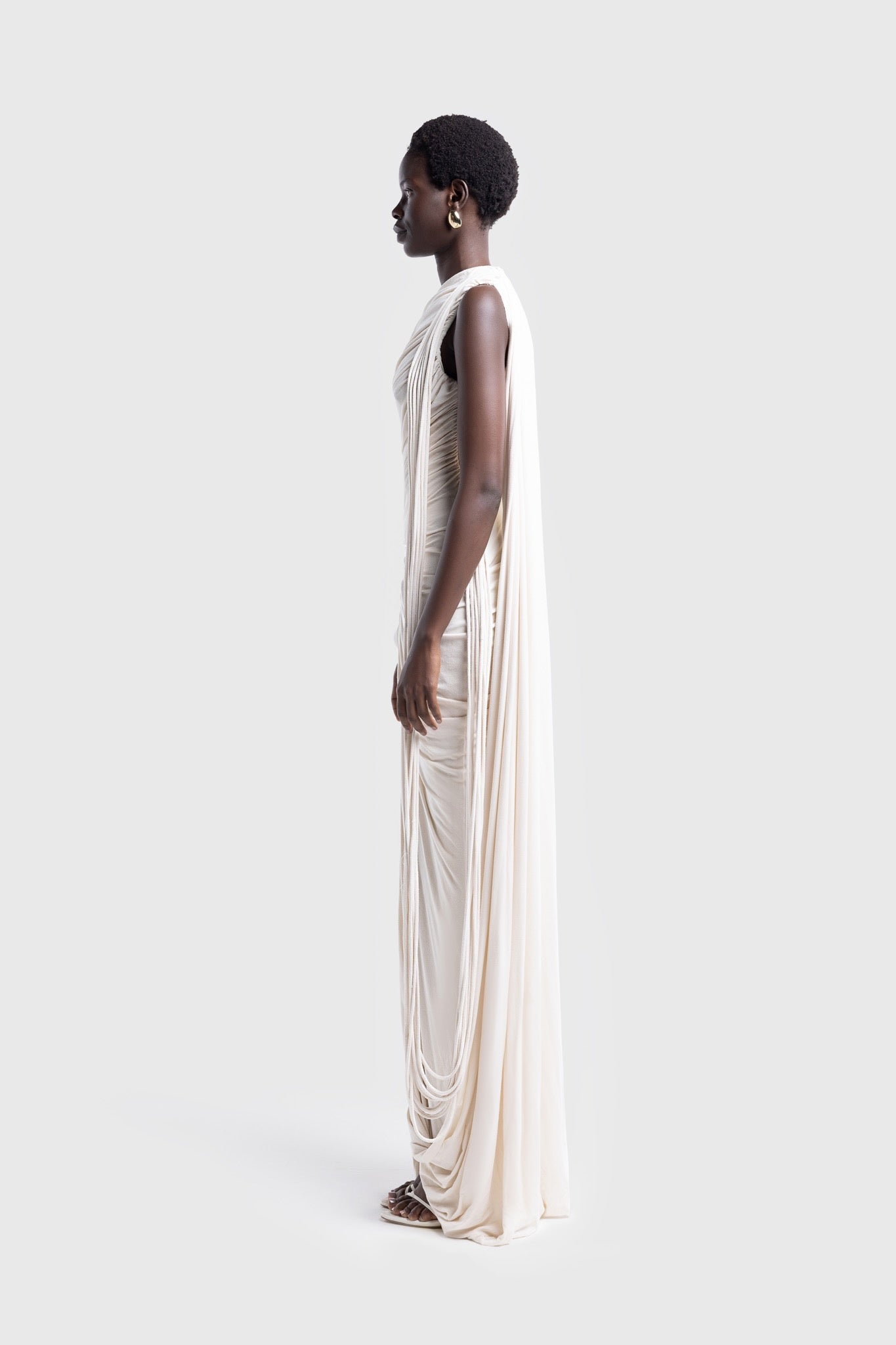 Kora Asymmetric Tassel Dress - Off White
