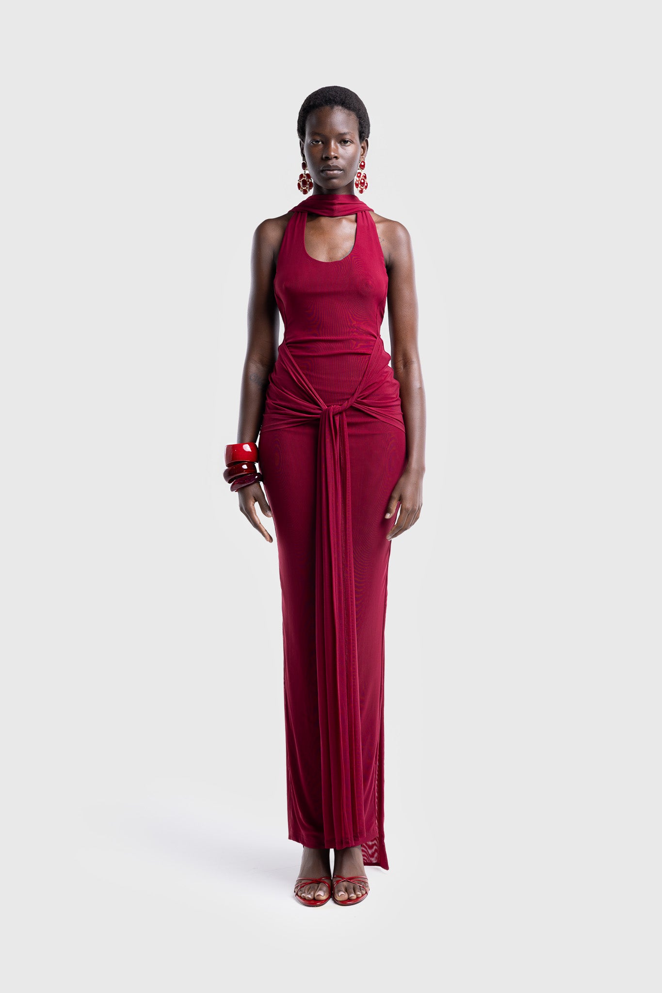 Naomi Open Back Dress - Deep Cherry