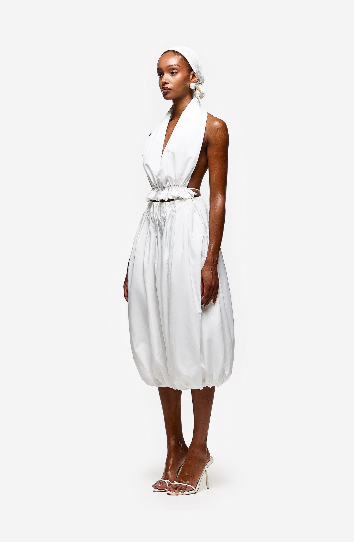 Pleated Halter Top - White