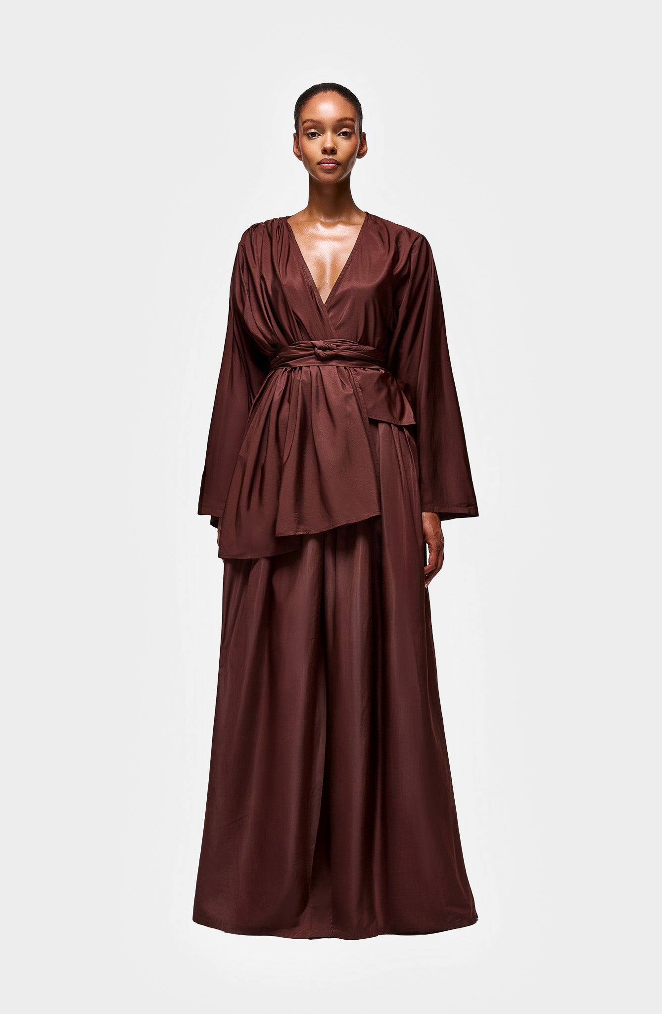 Wide Leg Pleated Pant - Expresso Martini