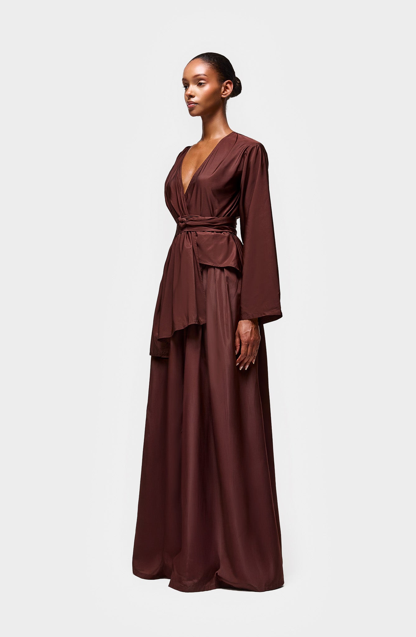 Wide Leg Pleated Pant - Expresso Martini