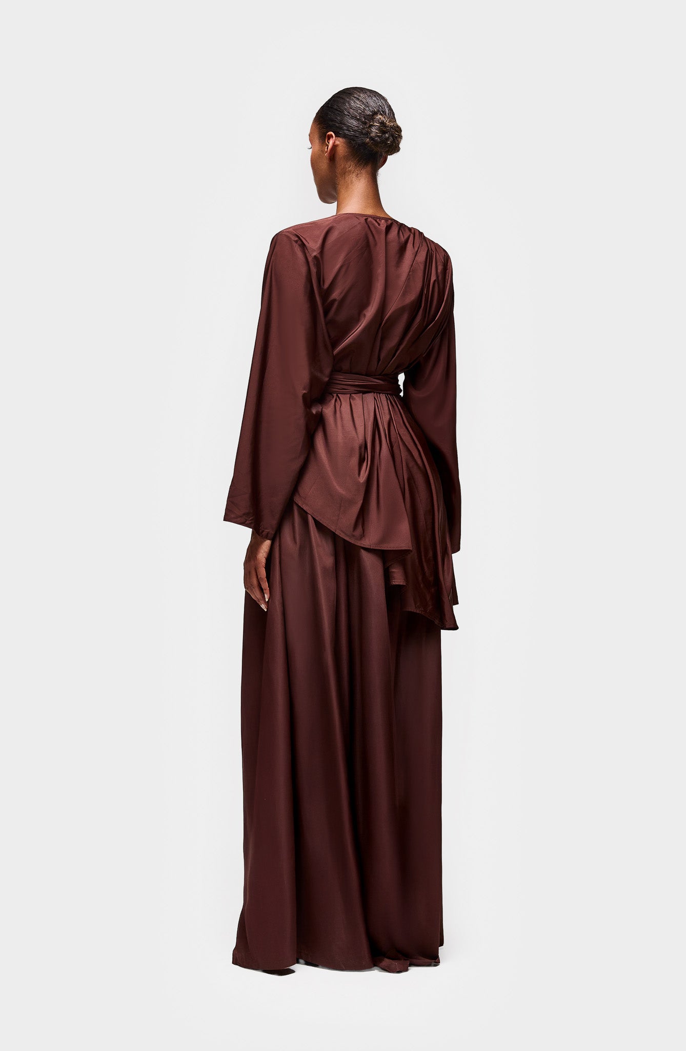 Asymmetric Pleated Nylon Shirt - Expresso Martini