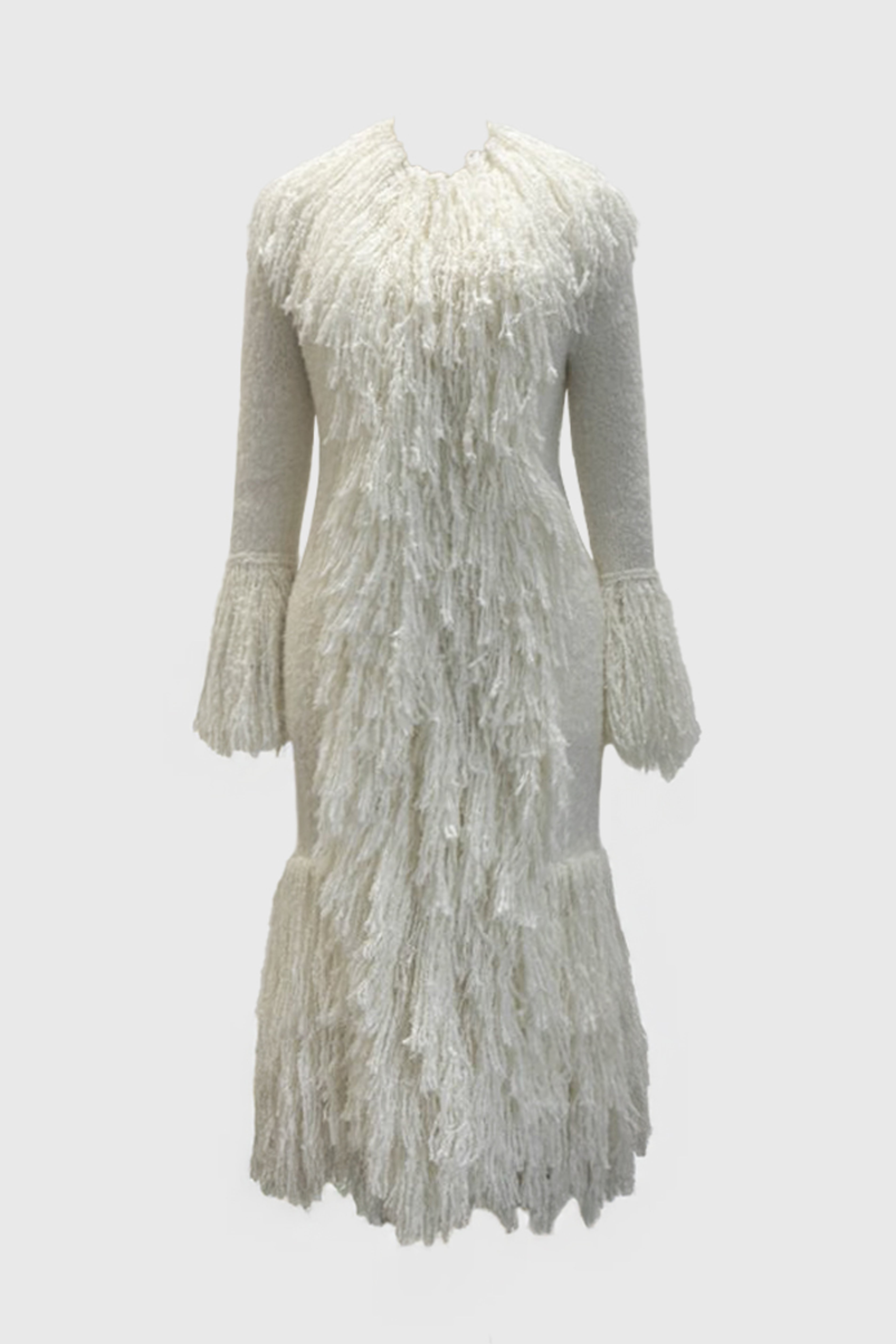 PRE ORDER Knitted Alpaca Fur Coat - Off White