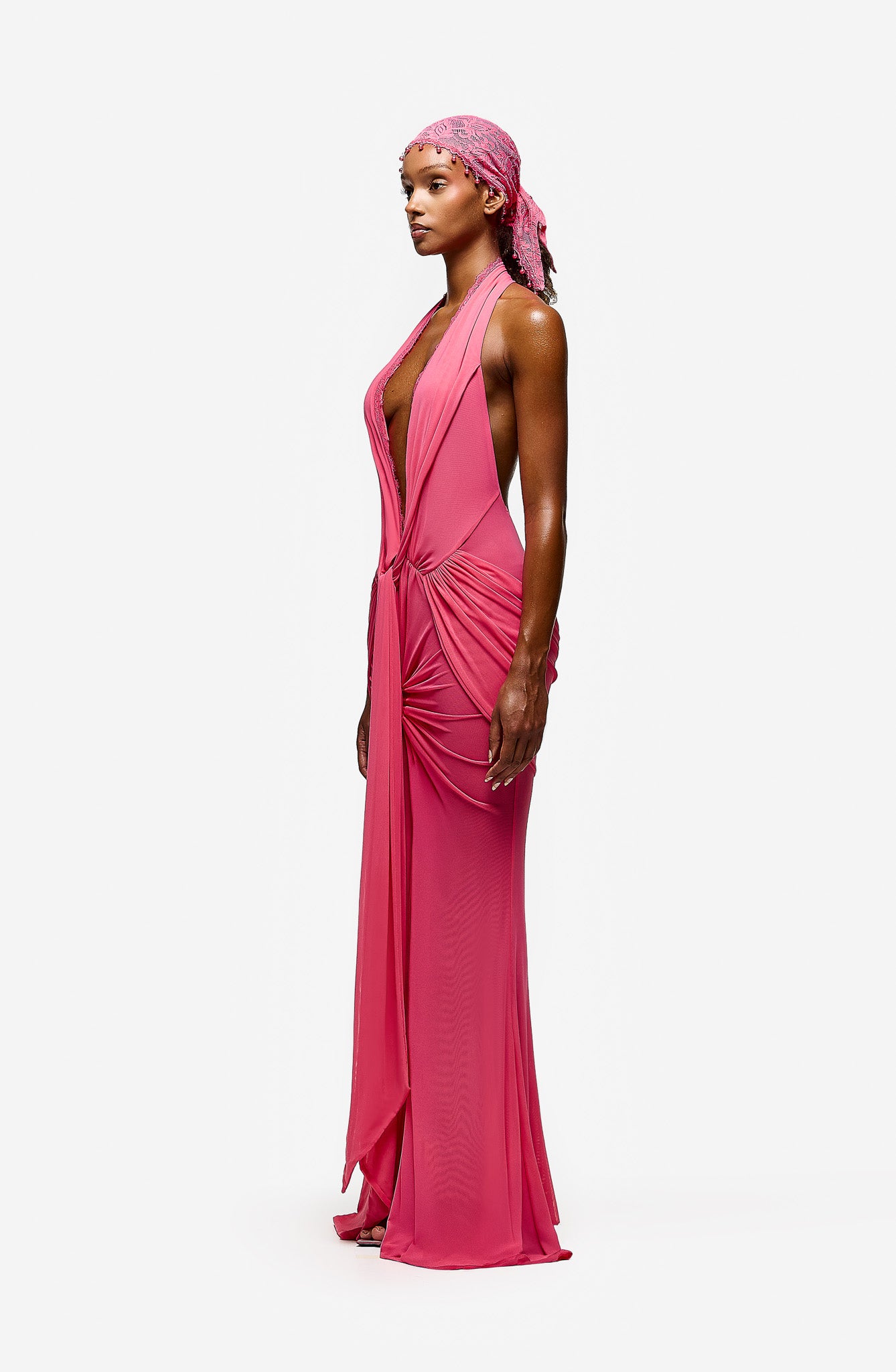 Rayani Halter Dress - Pink Guava