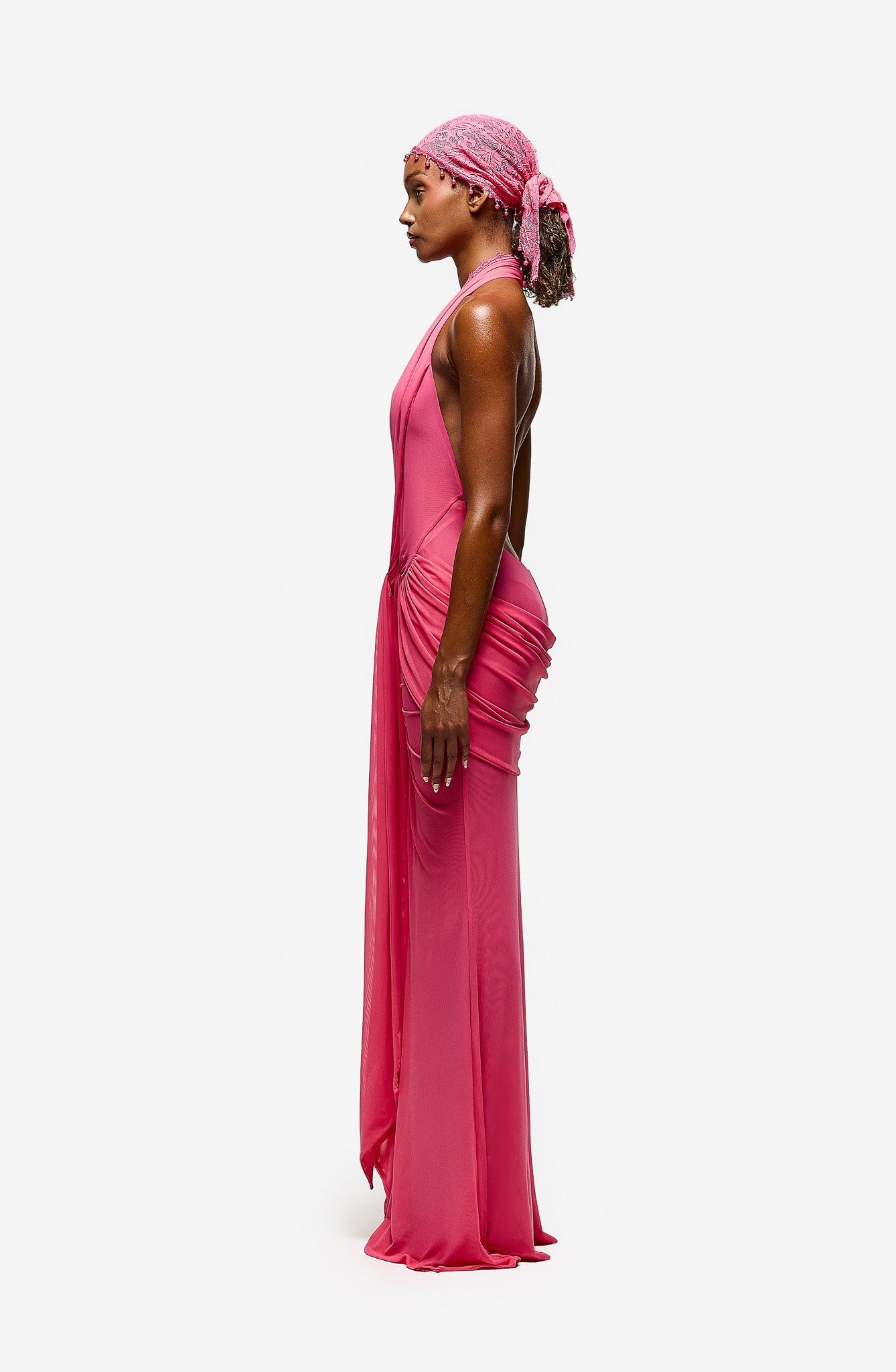 Rayani Halter Dress - Pink Guava