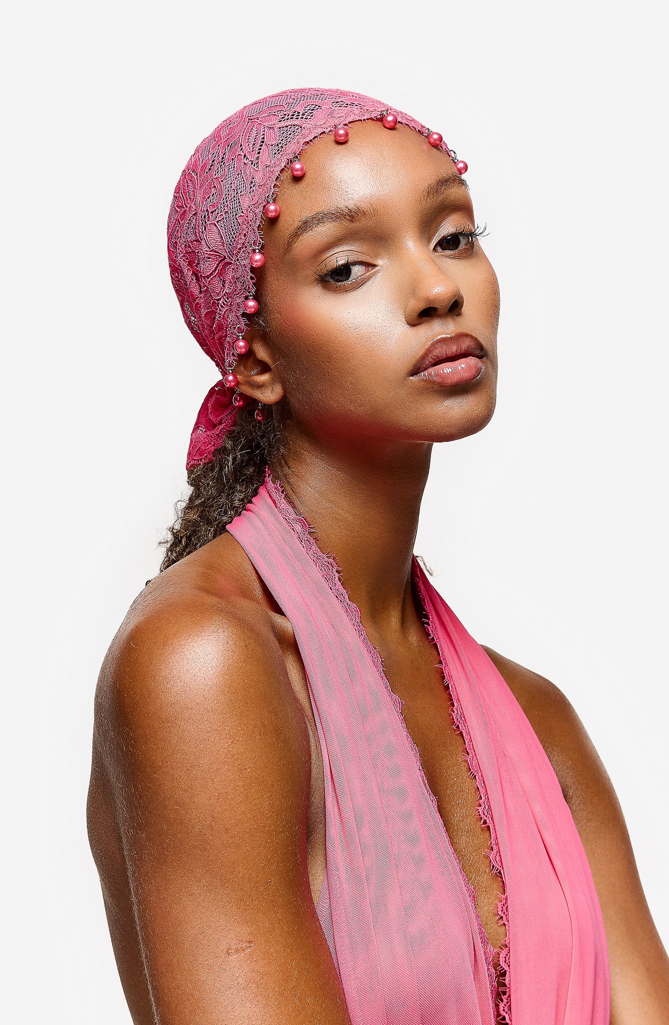 Rayani Bead Bandana - Pink Guava