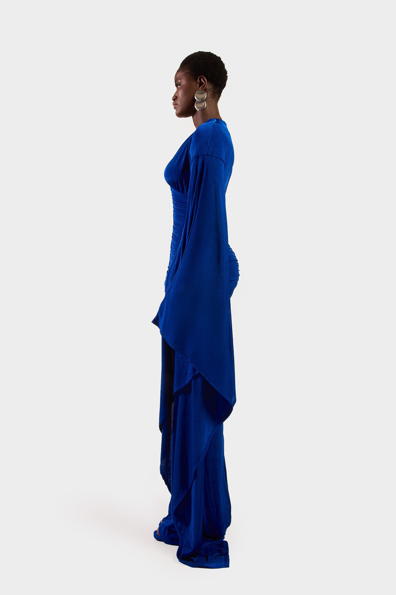 Ruched Batwing Gown - Sapphire