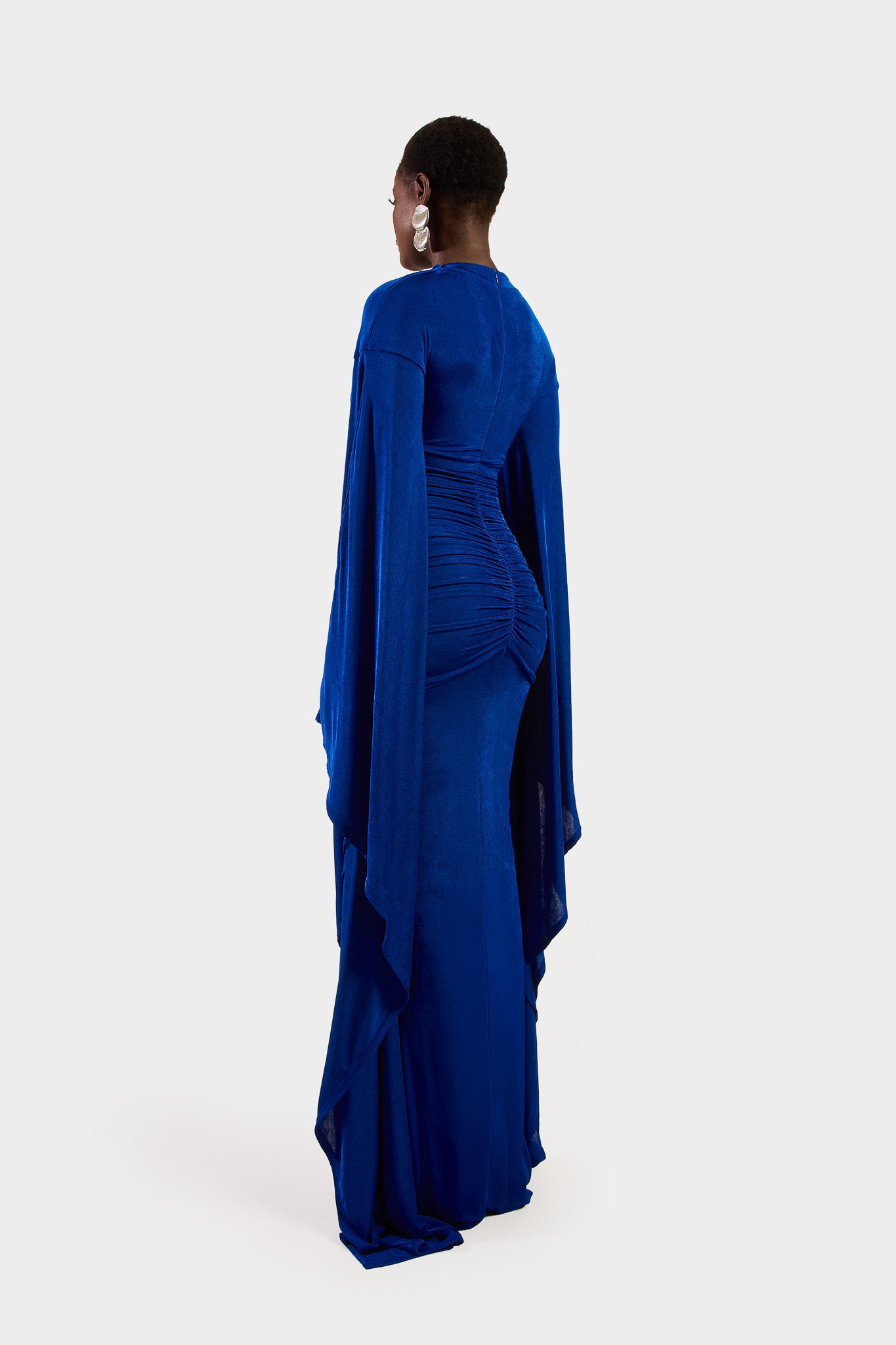 Ruched Batwing Gown - Sapphire
