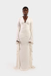 Ruched Batwing Gown - White