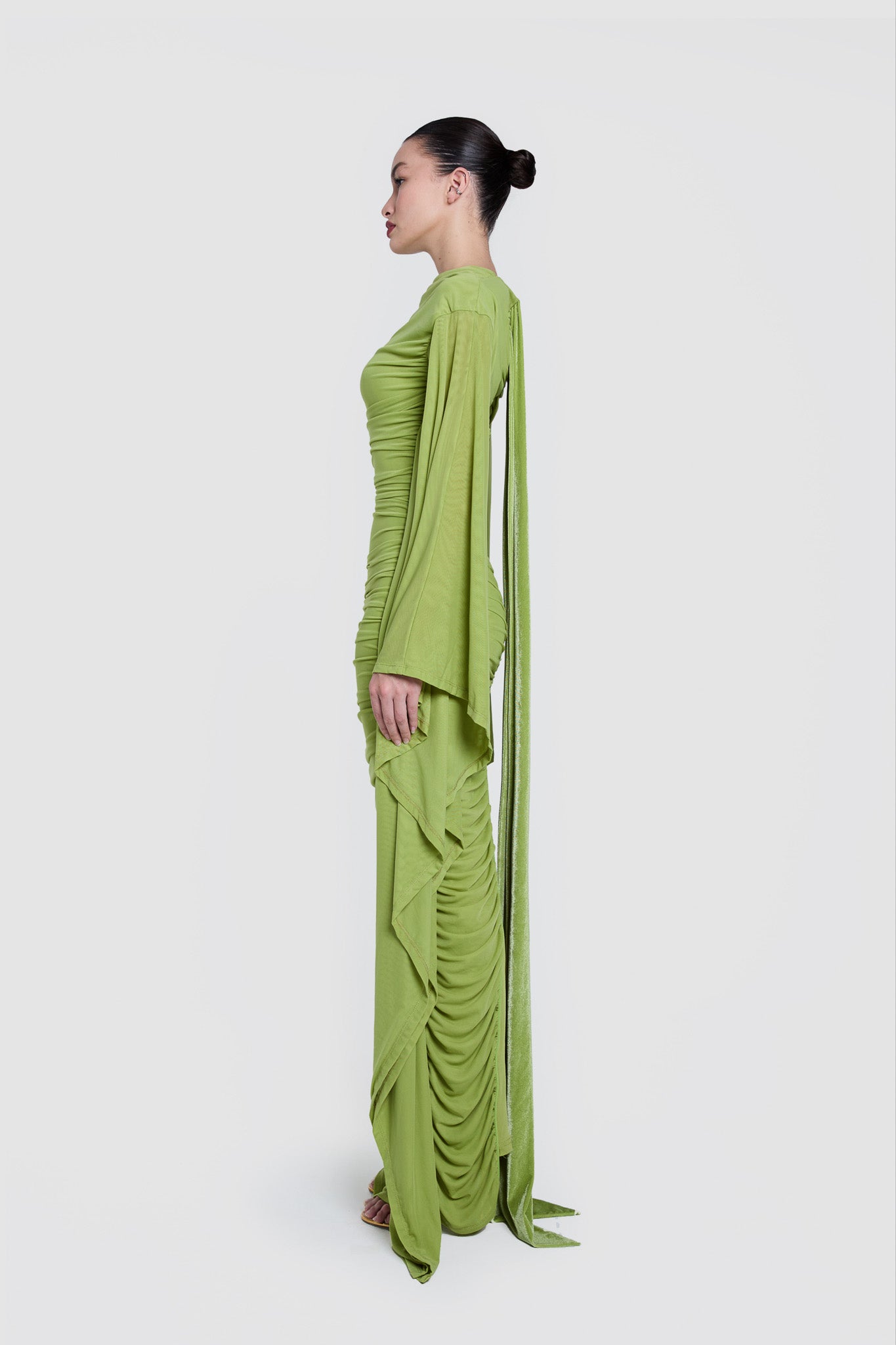 Ruched Batwing Gown - Pistachio