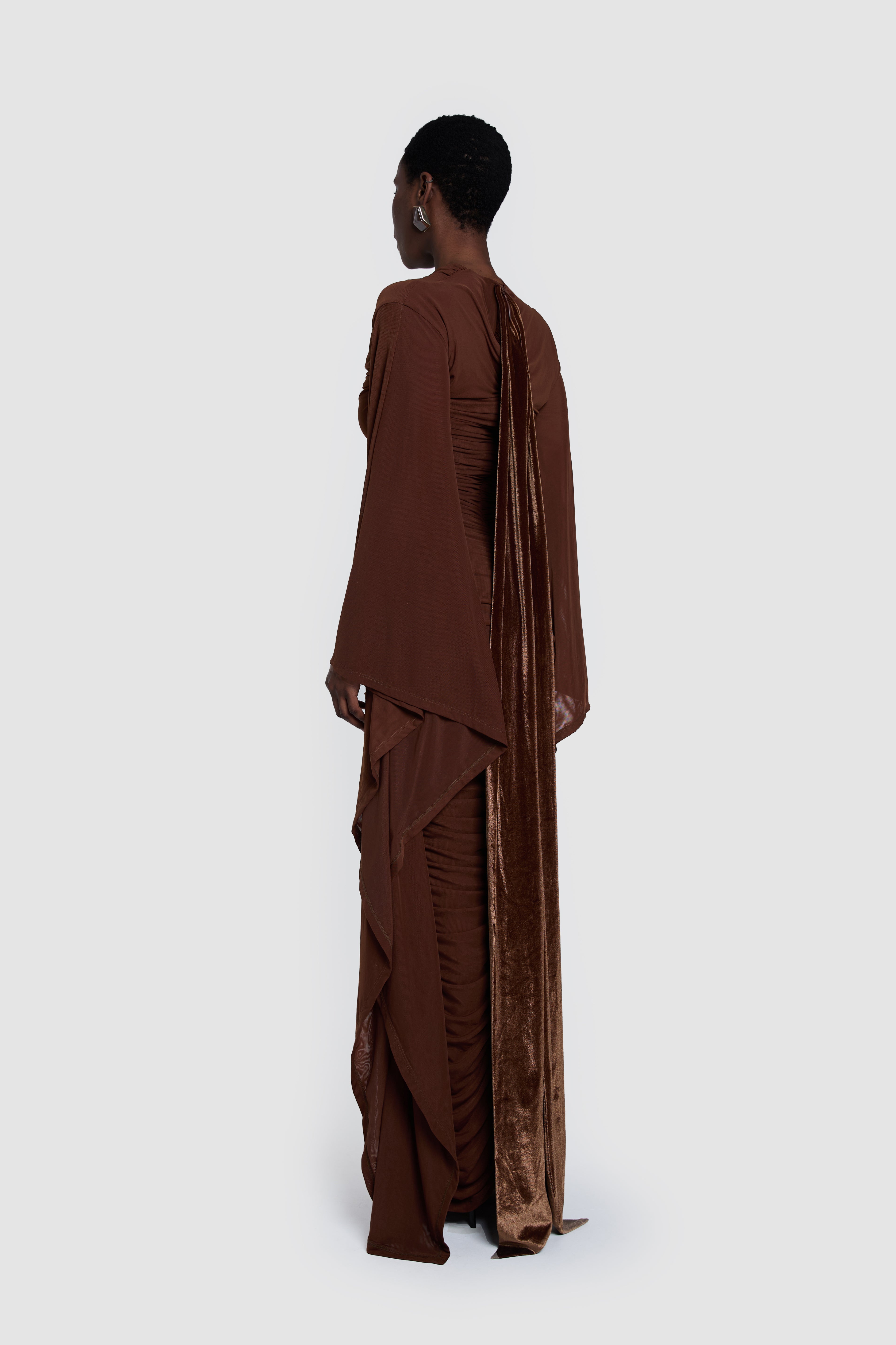 Ruched Batwing Gown - Choc Gelato