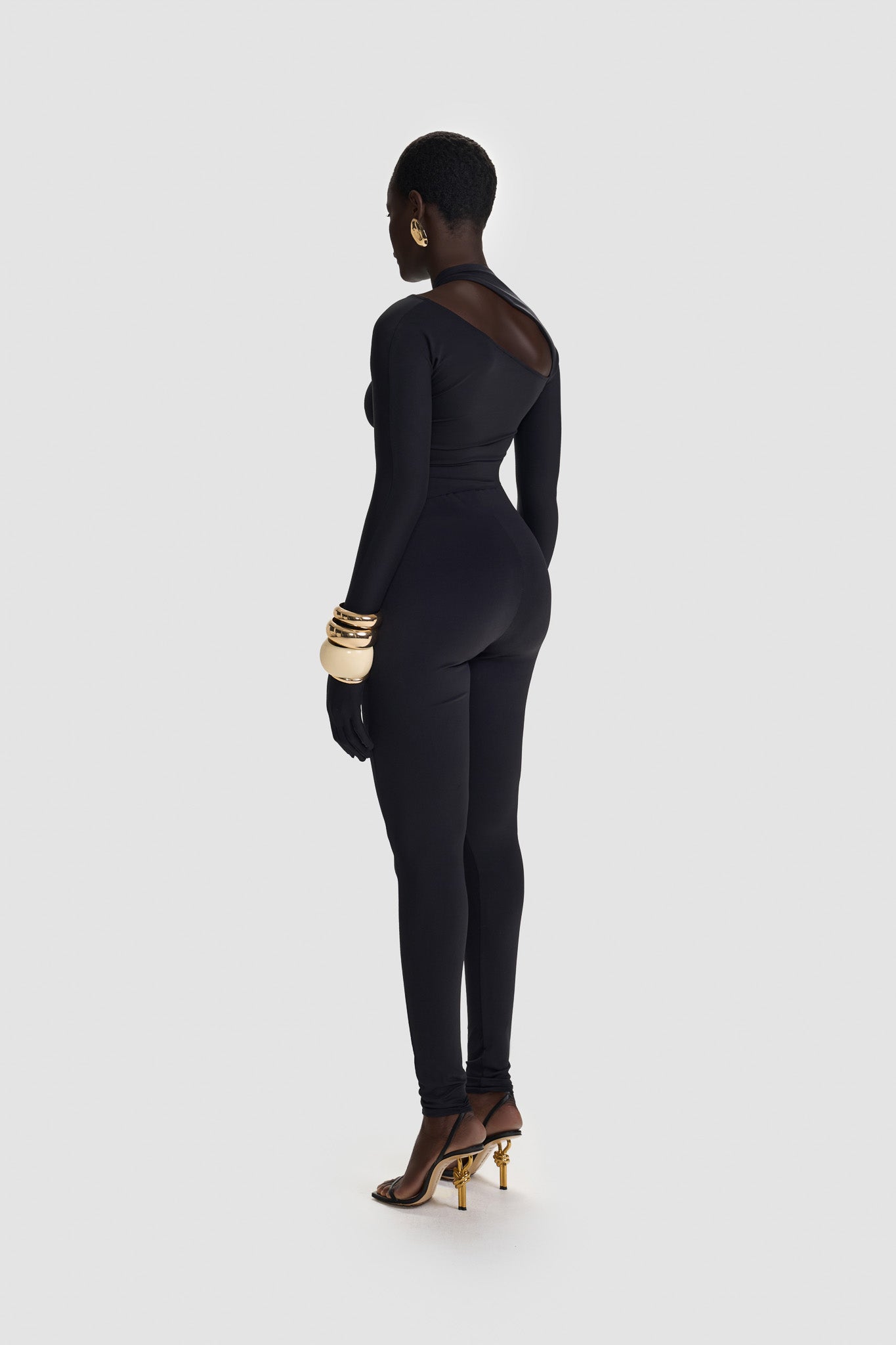 Asymmetric Ruched Gloved Top - Panther