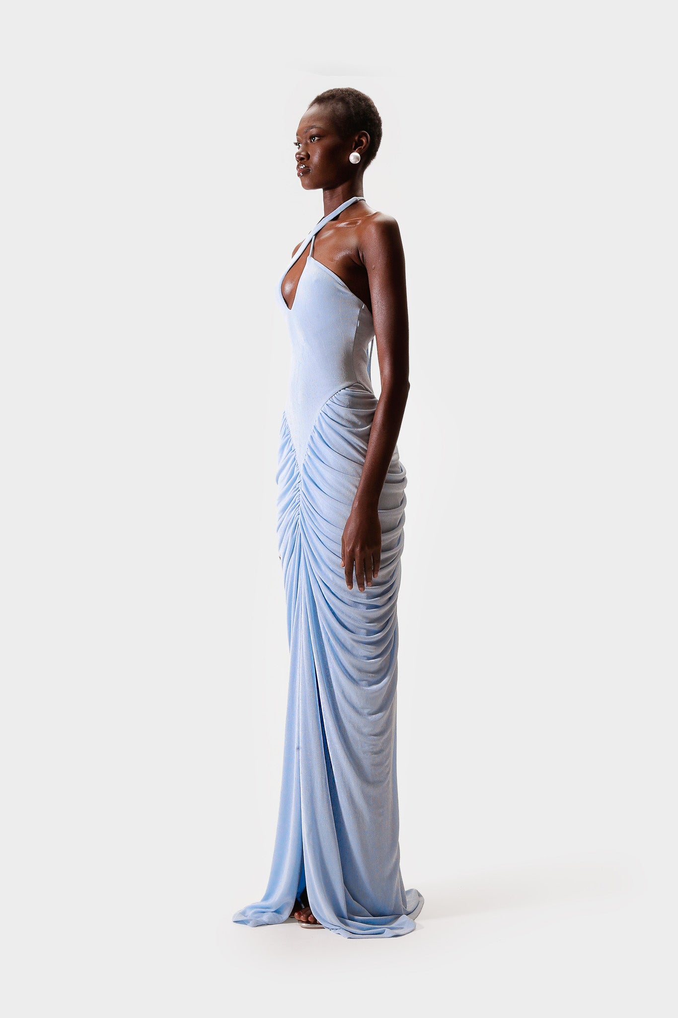 Signature Draped Maxi - Clear sky