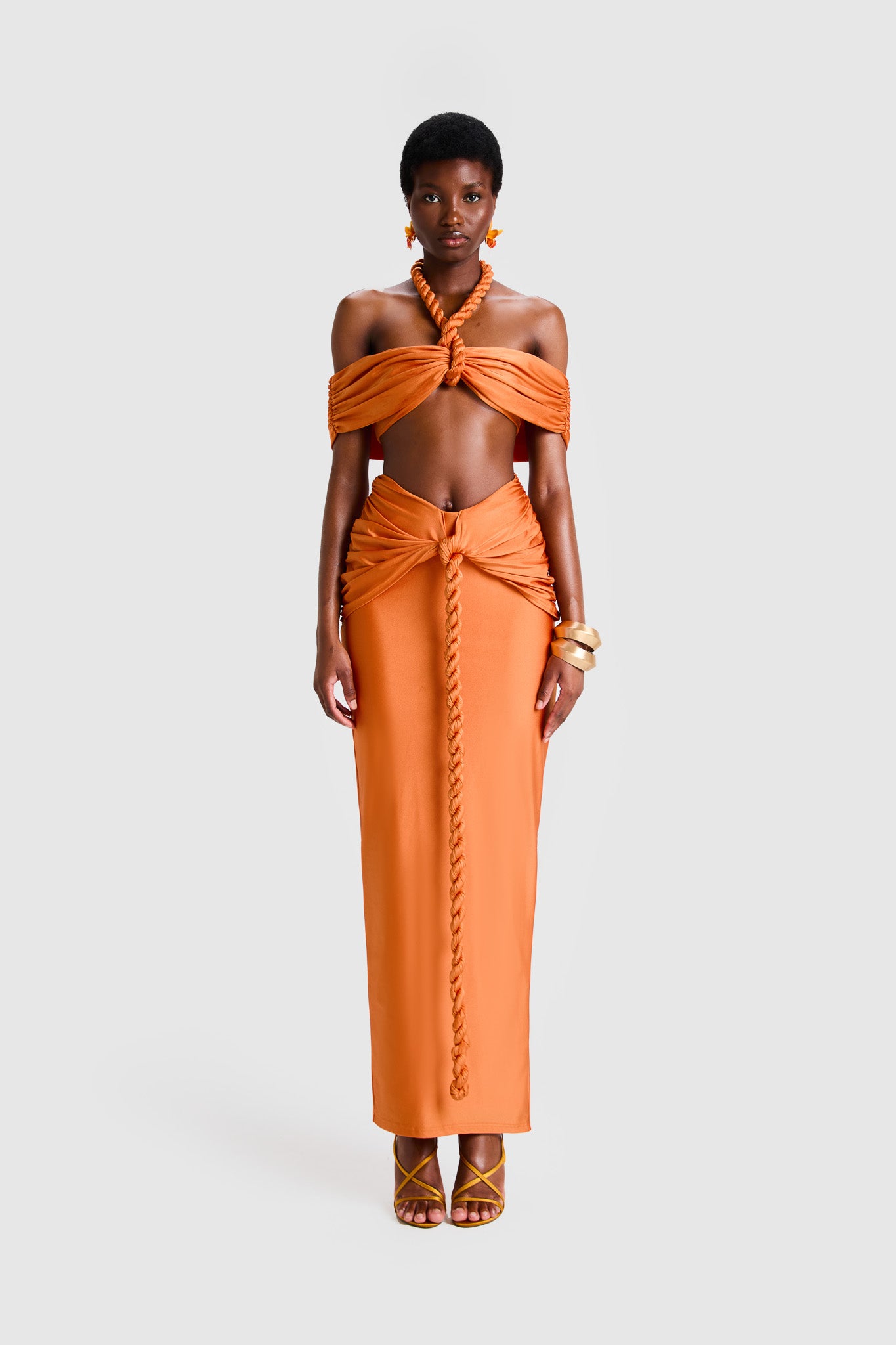 Twisted Rope Cropped Top - Papaya