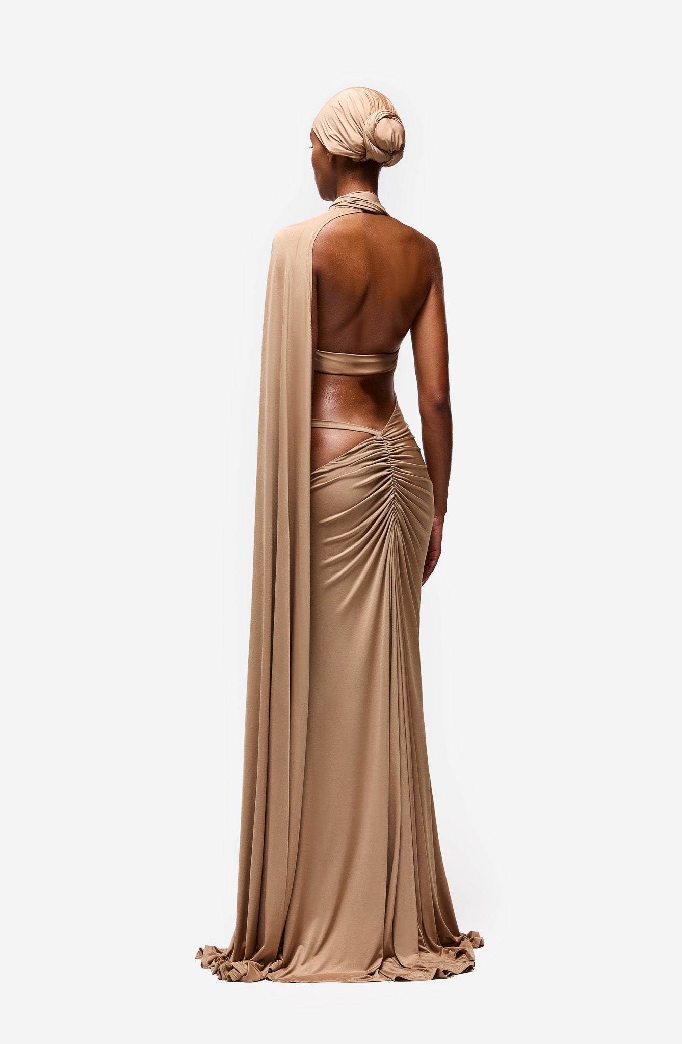 Tazari Asymmetric Dress - Nude