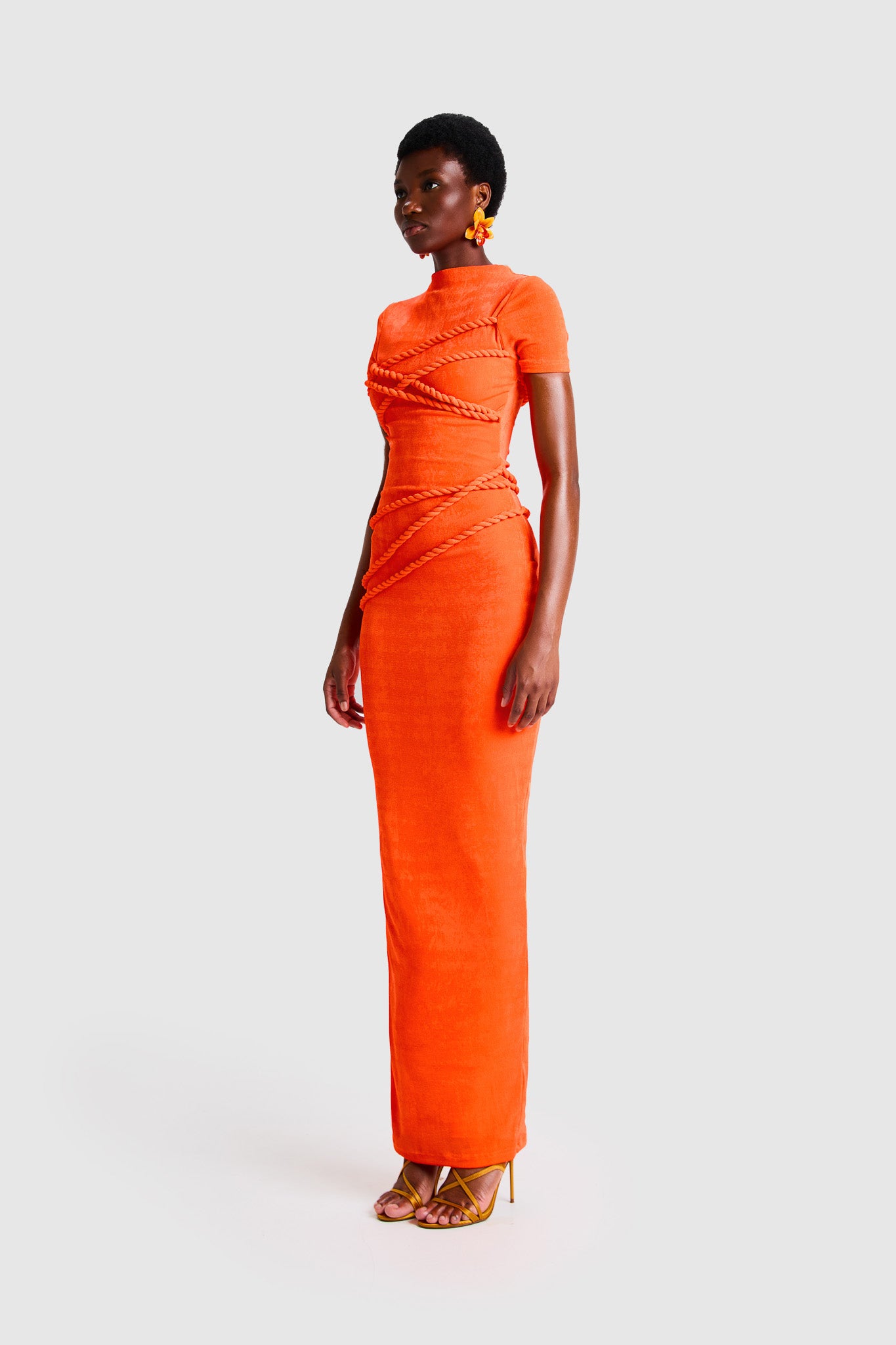 DRESS（ドレス） Nonstandard Shirt （ORANGE） Orange Short Sleeve Shirt Dress - Lola Casademunt