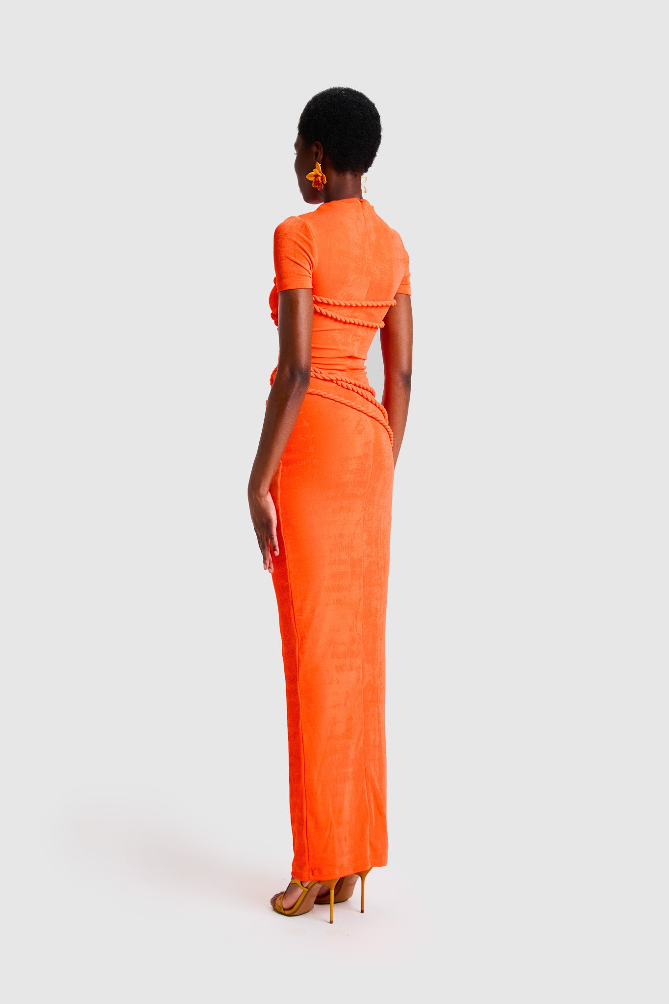 Twisted Rope T Shirt Dress - Orange