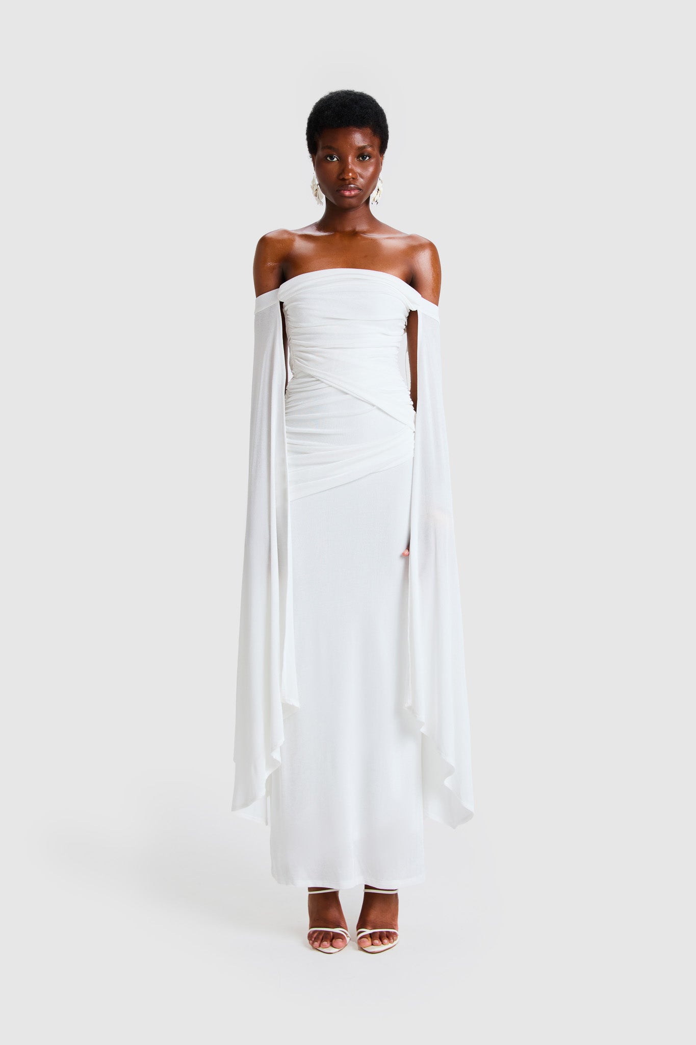 Verella Bandeau Maxi Cape Sleeve - White