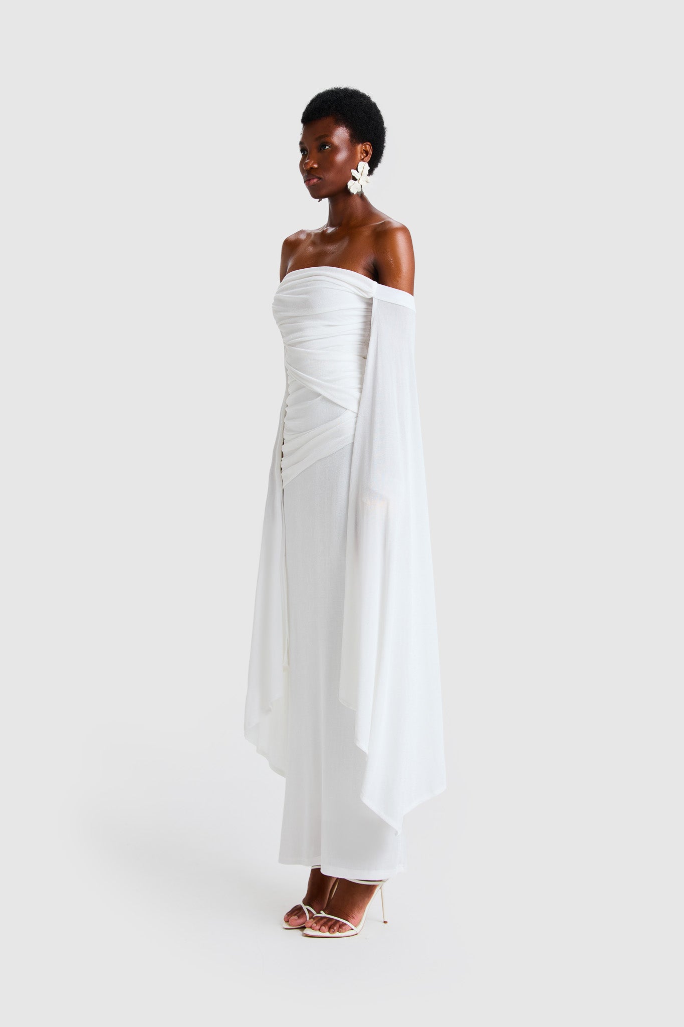 Verella Bandeau Maxi Cape Sleeve - White
