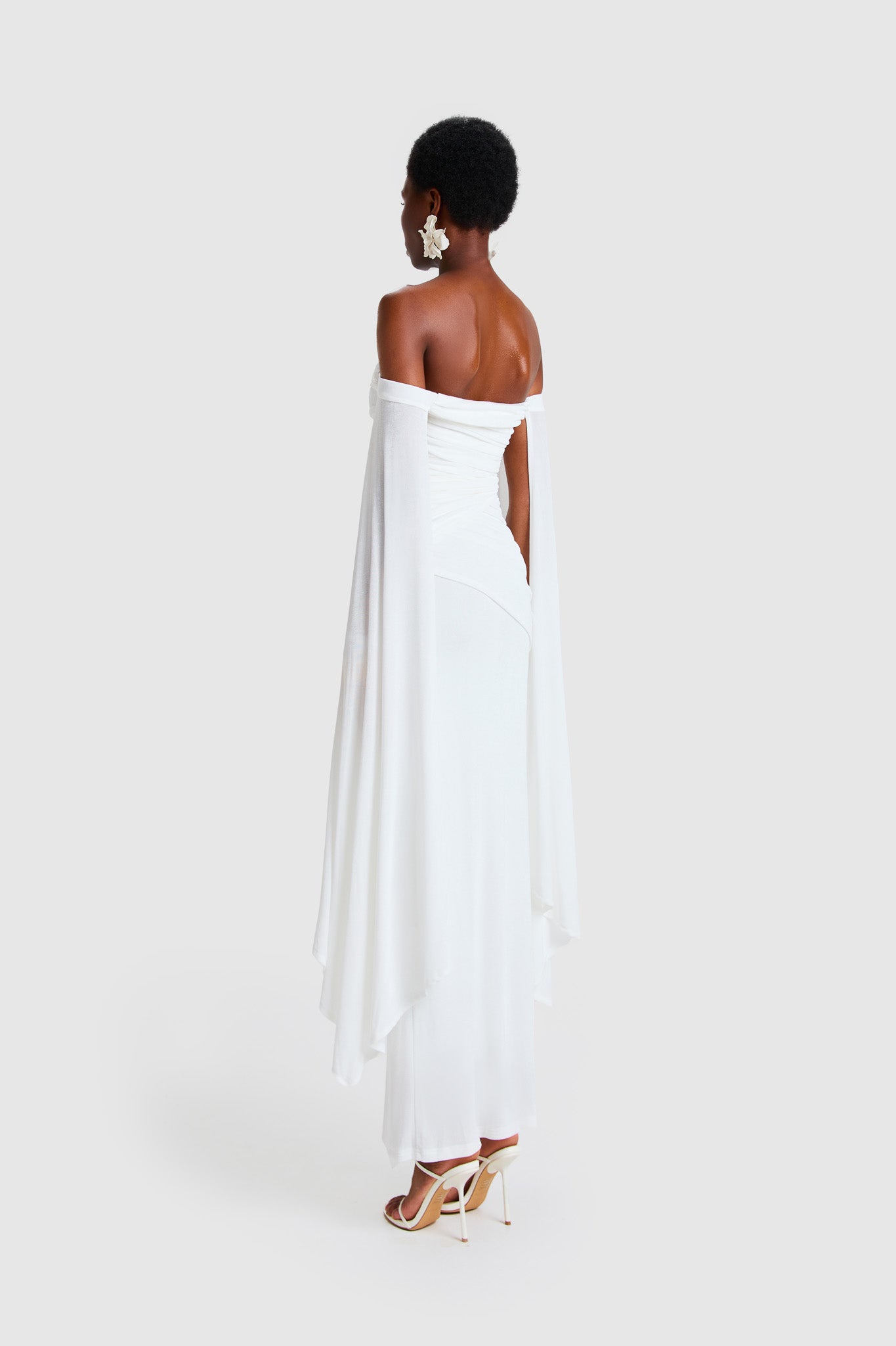 Verella Bandeau Maxi Cape Sleeve - White