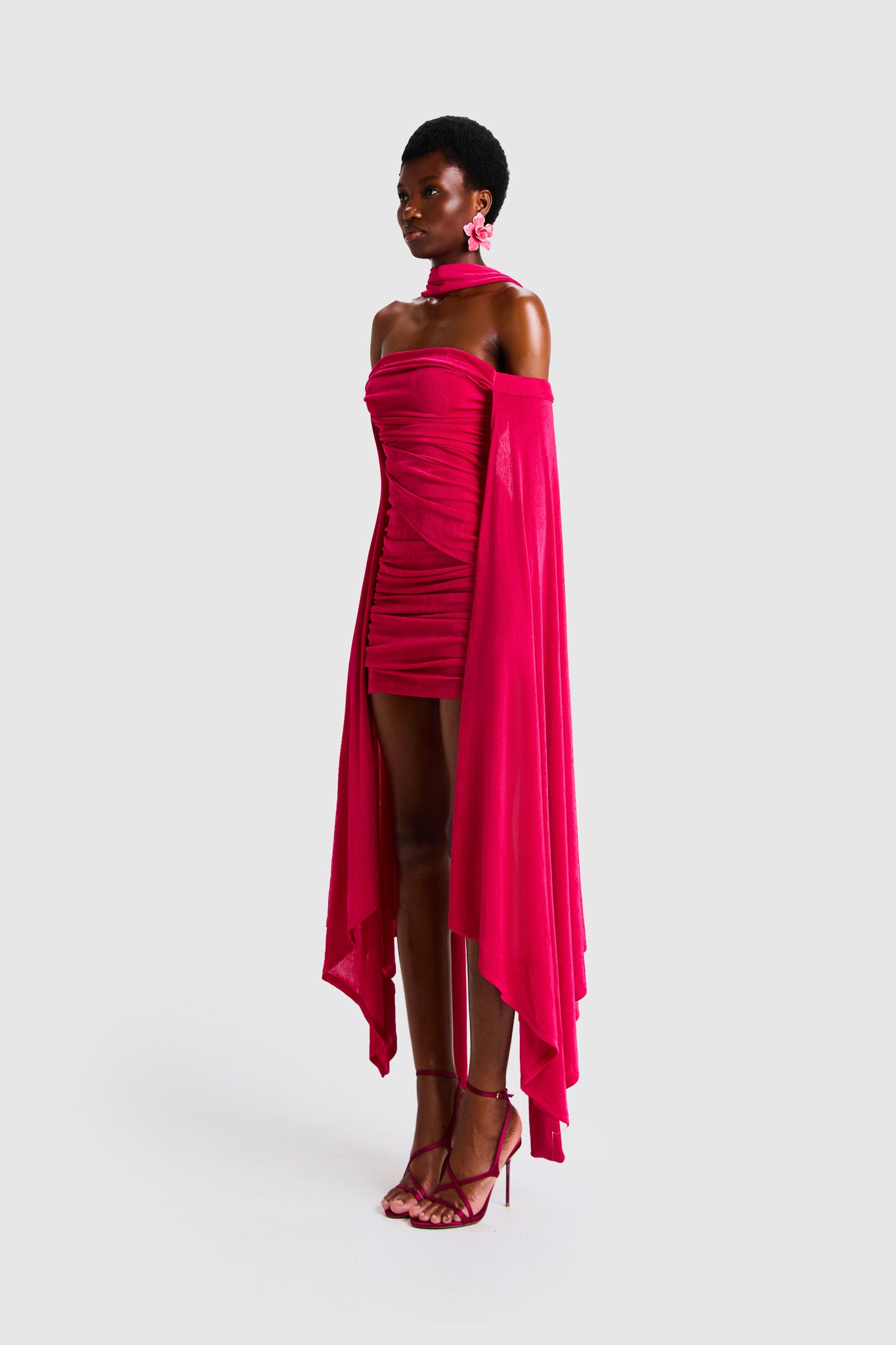 Verella Bandeau Mini Cape Sleeve - Dragonfruit