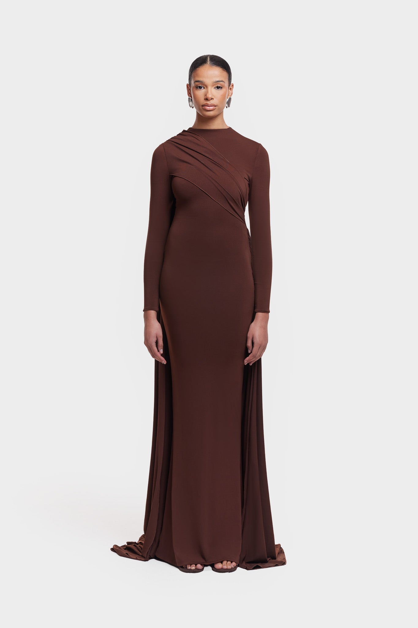 Waterfall Draped Maxi - Deep Brown