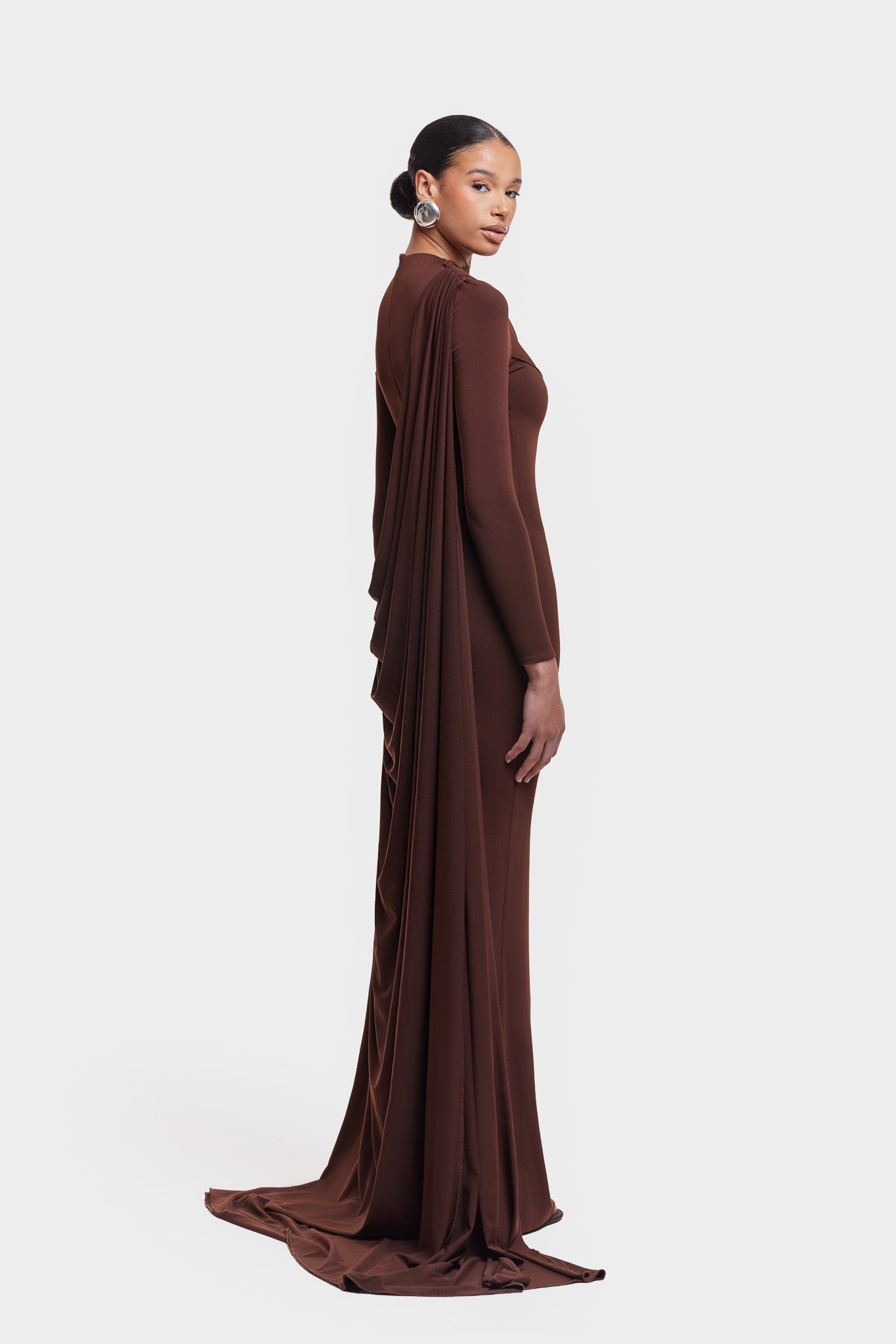 Waterfall Draped Maxi - Deep Brown