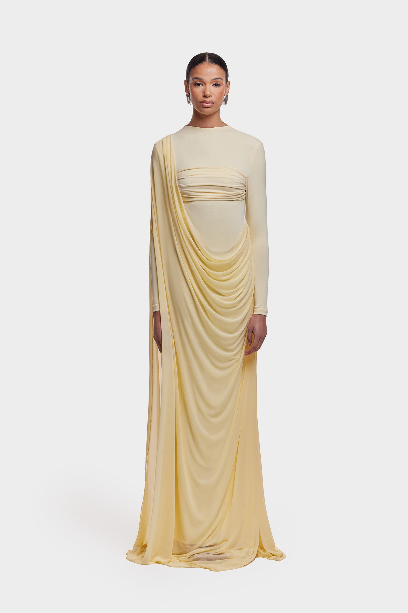 Waterfall Draped Maxi - Butter Yellow