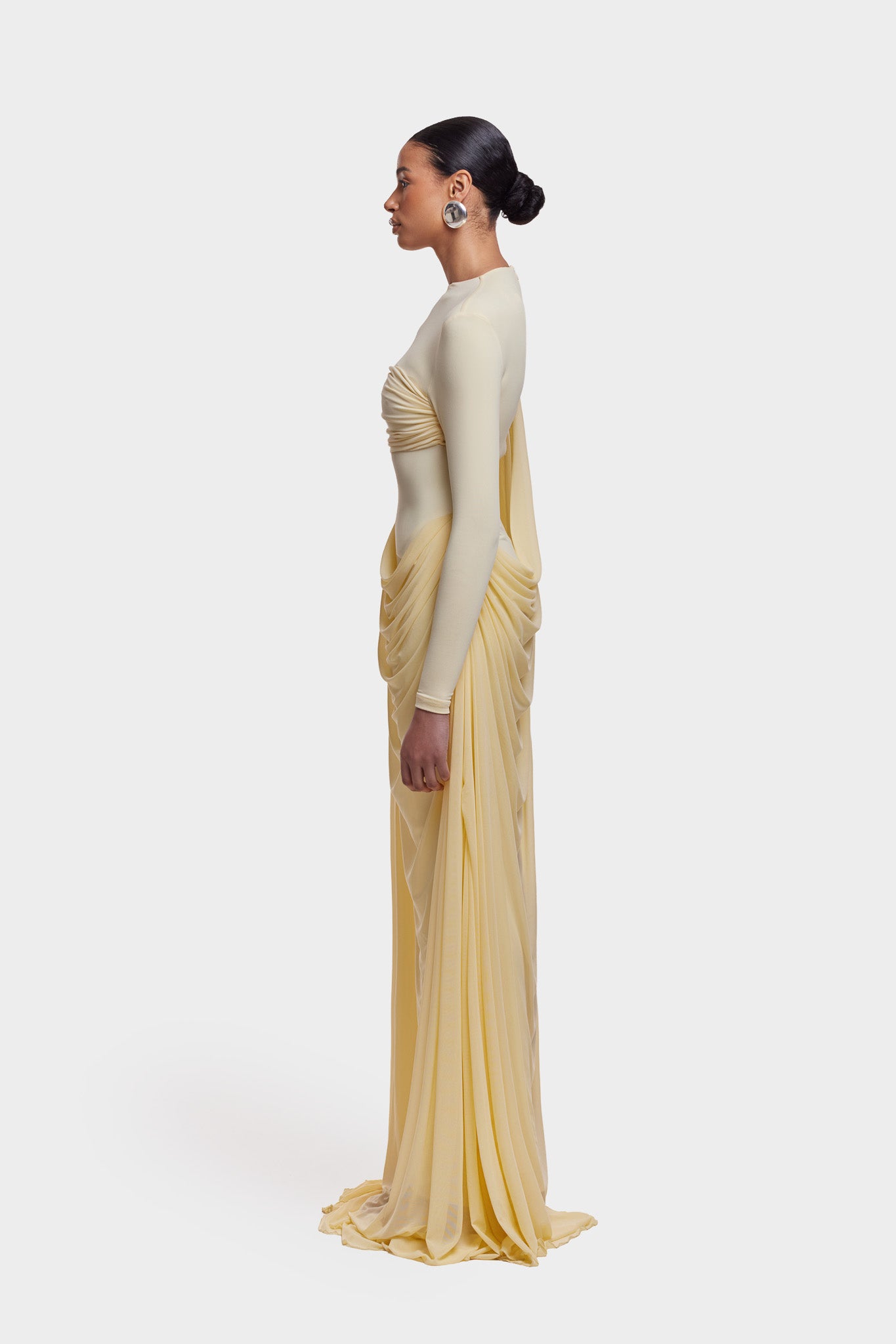 Waterfall Draped Maxi - Butter Yellow