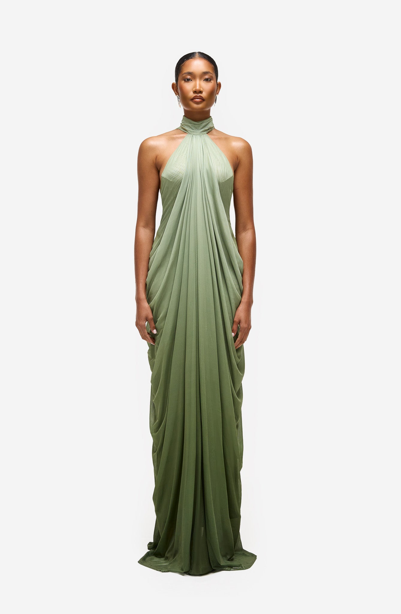 Waterfall Draped Open Back - Forest Ombre