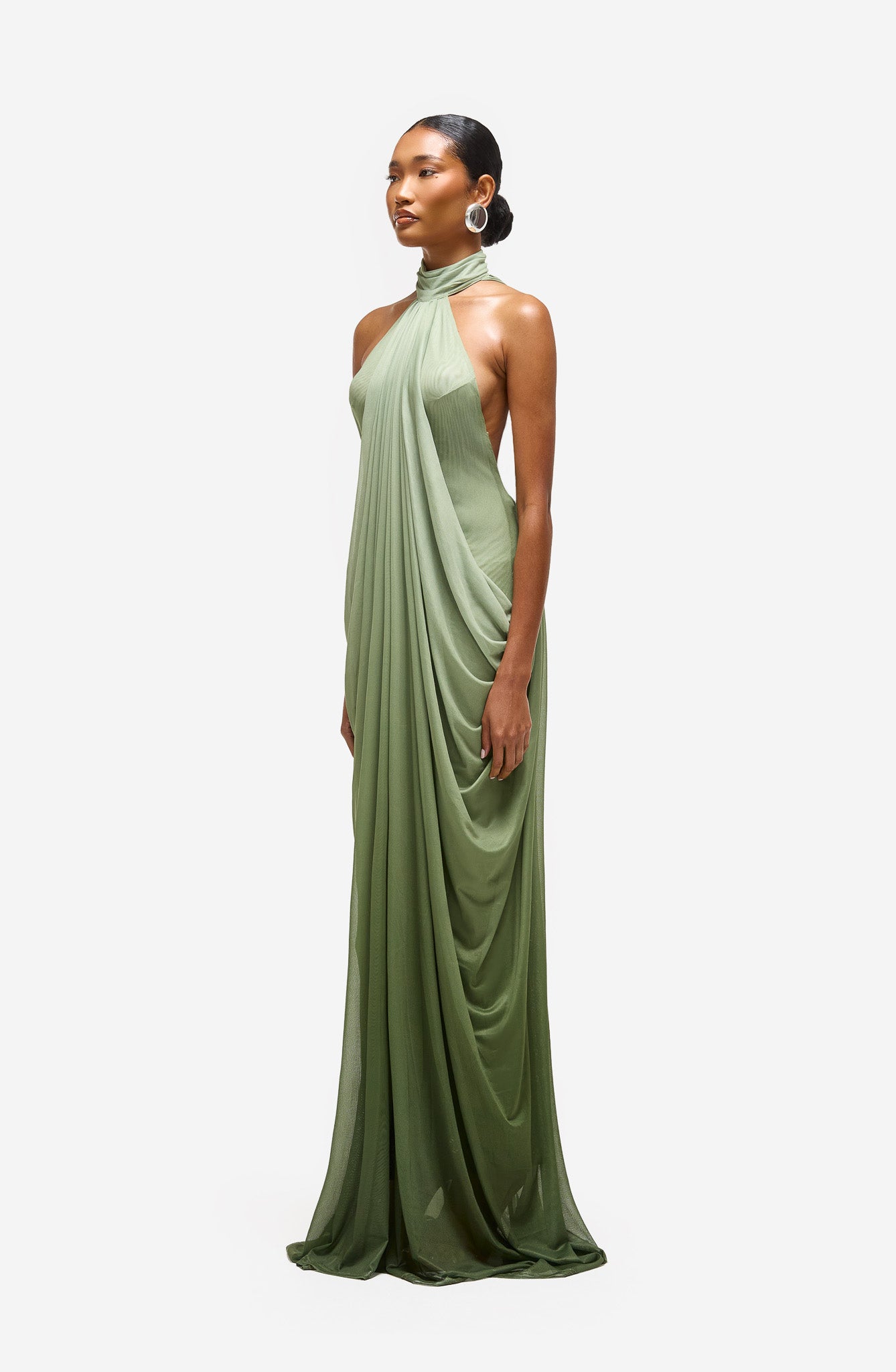 Waterfall Draped Open Back - Forest Ombre