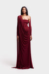 Asymmetric Waterfall Draped Maxi - Trophy Wine