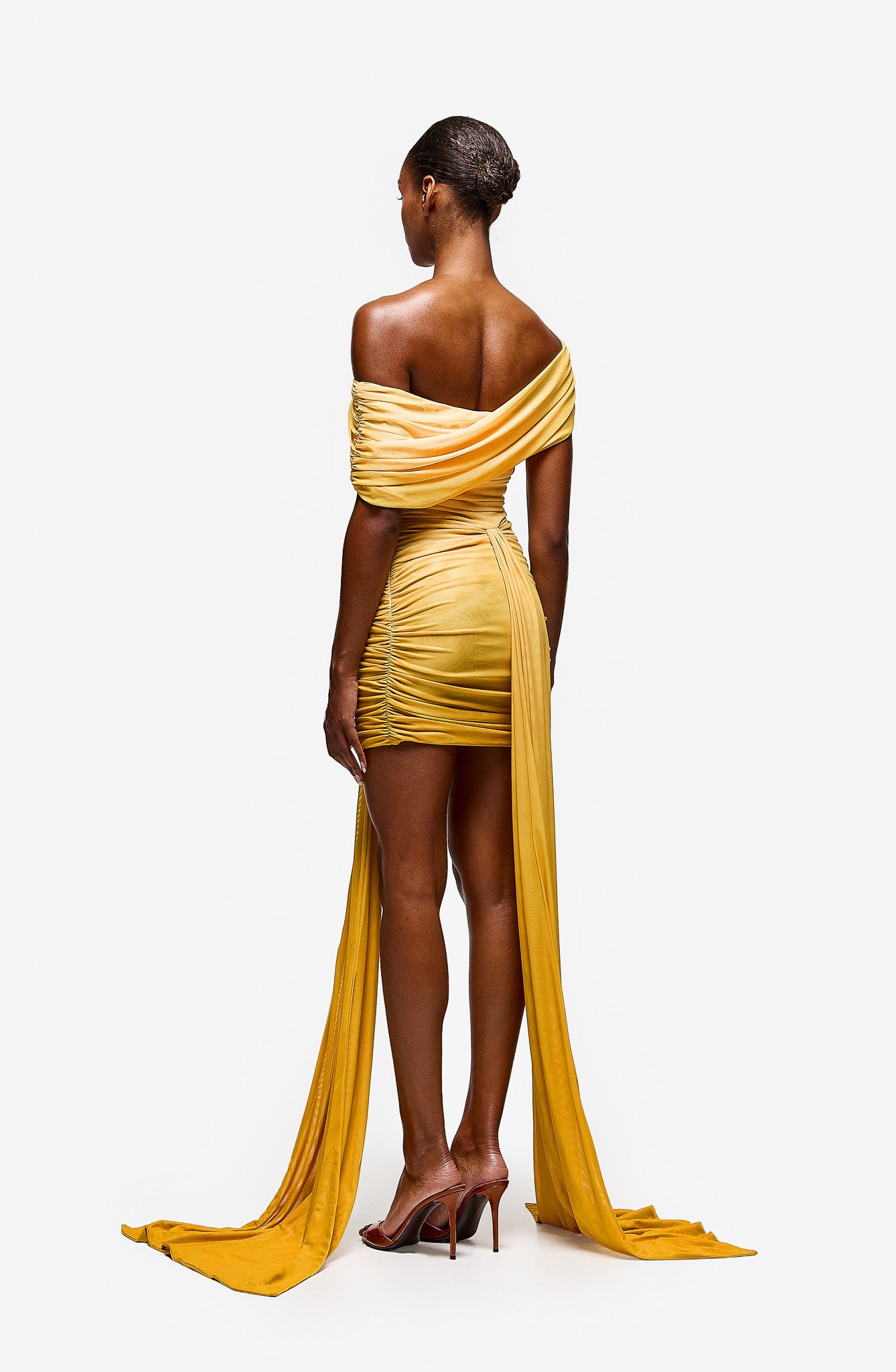 Asymmetric Ruched Mini - Yellow Ombre