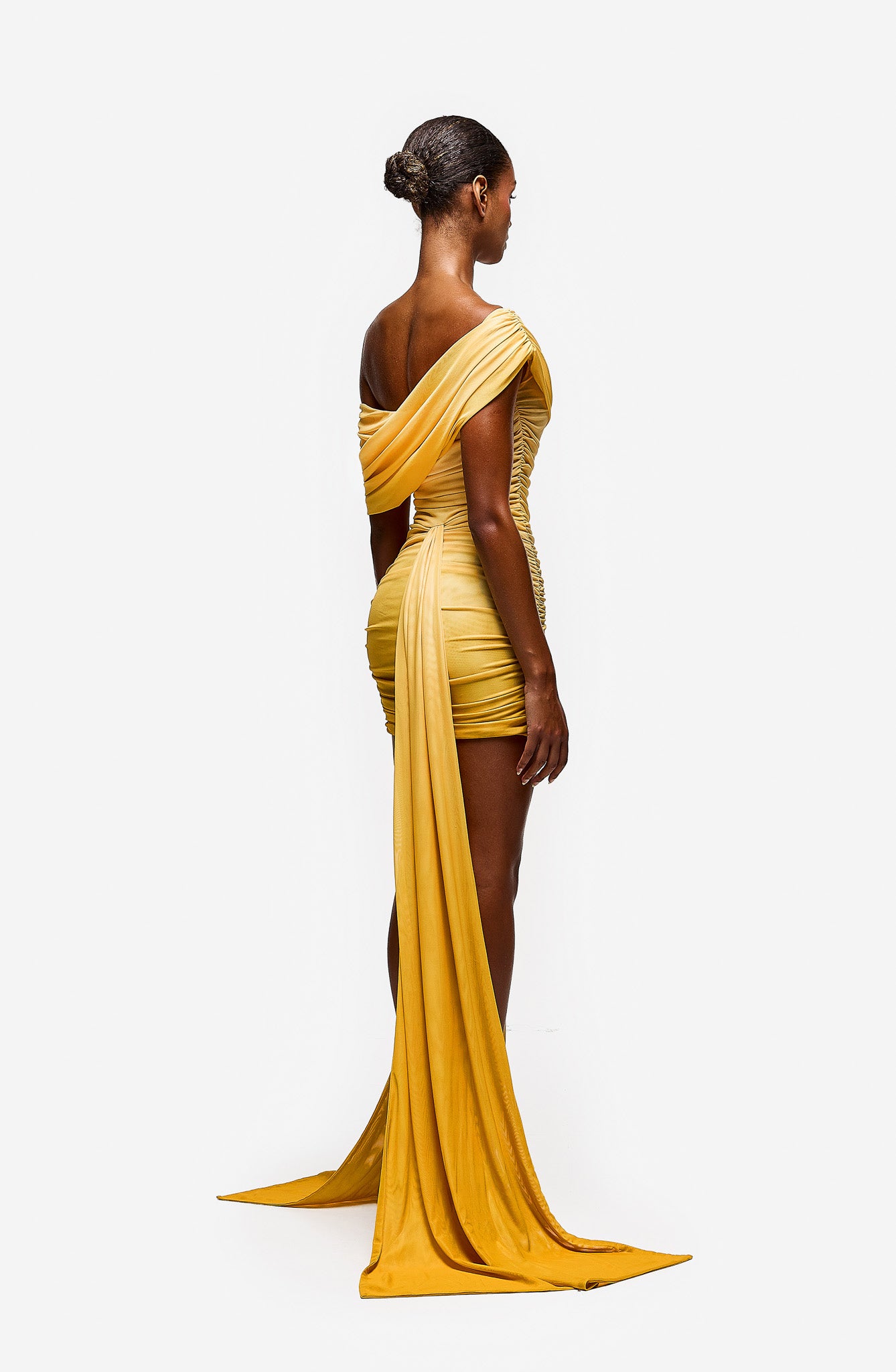 Asymmetric Ruched Mini - Yellow Ombre