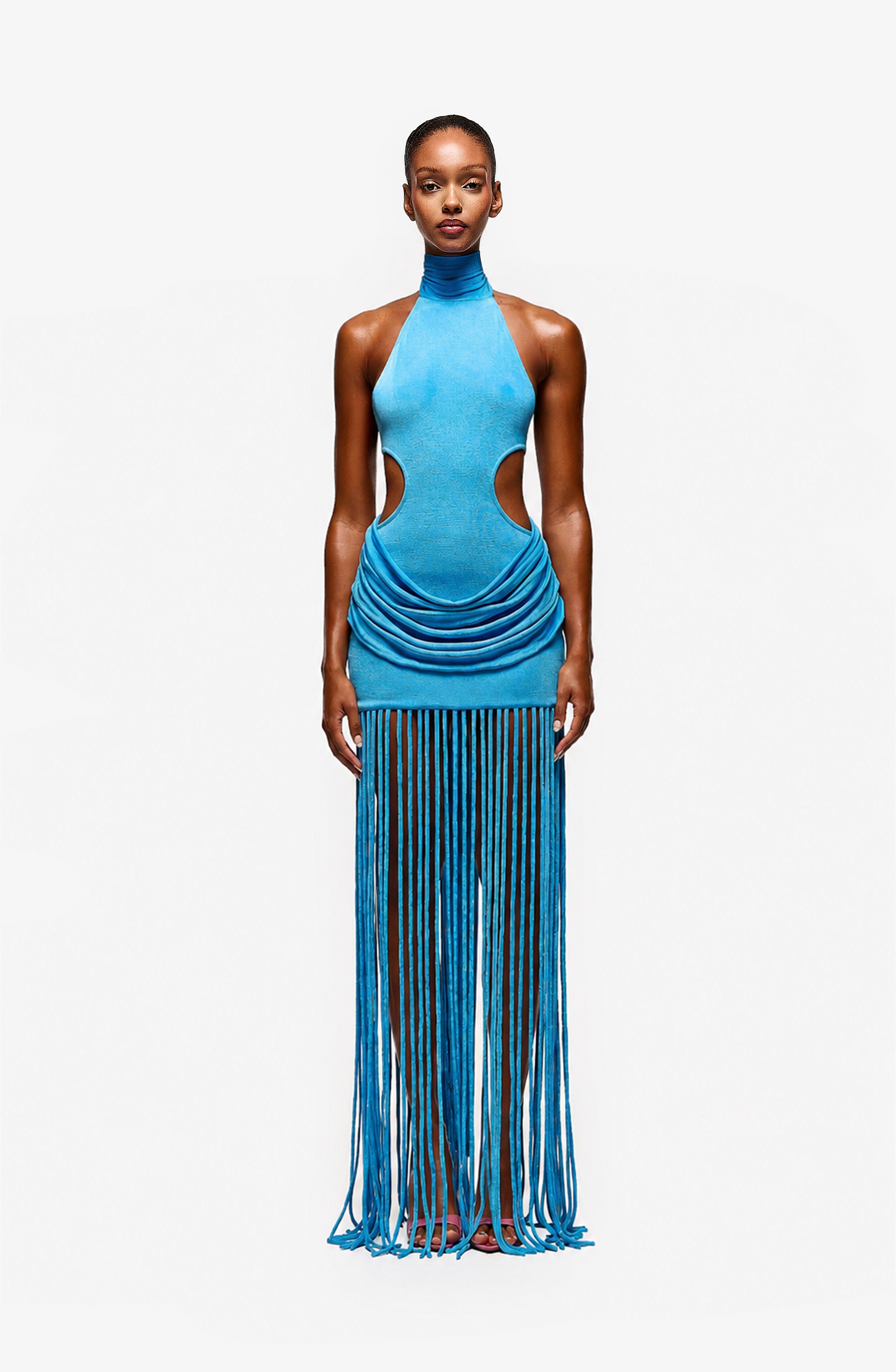 Cut Out Tassel Dress - Bahama Blue - PRE ORDER
