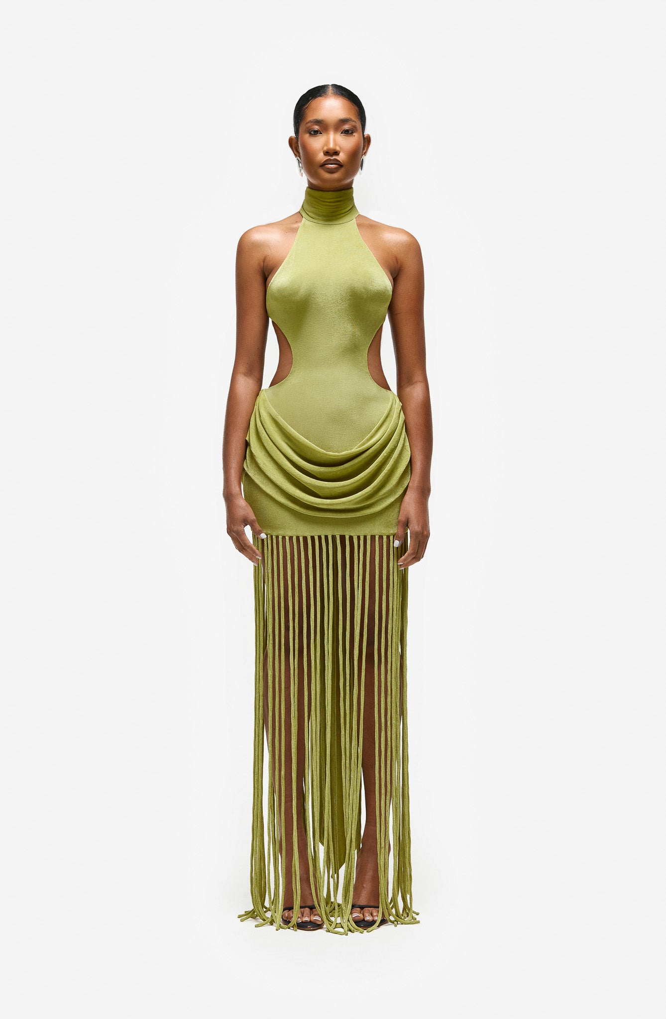 Zuma Tassel Cut Out Dress - Sage