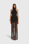 Zuma Ruched Tassel Maxi - Black