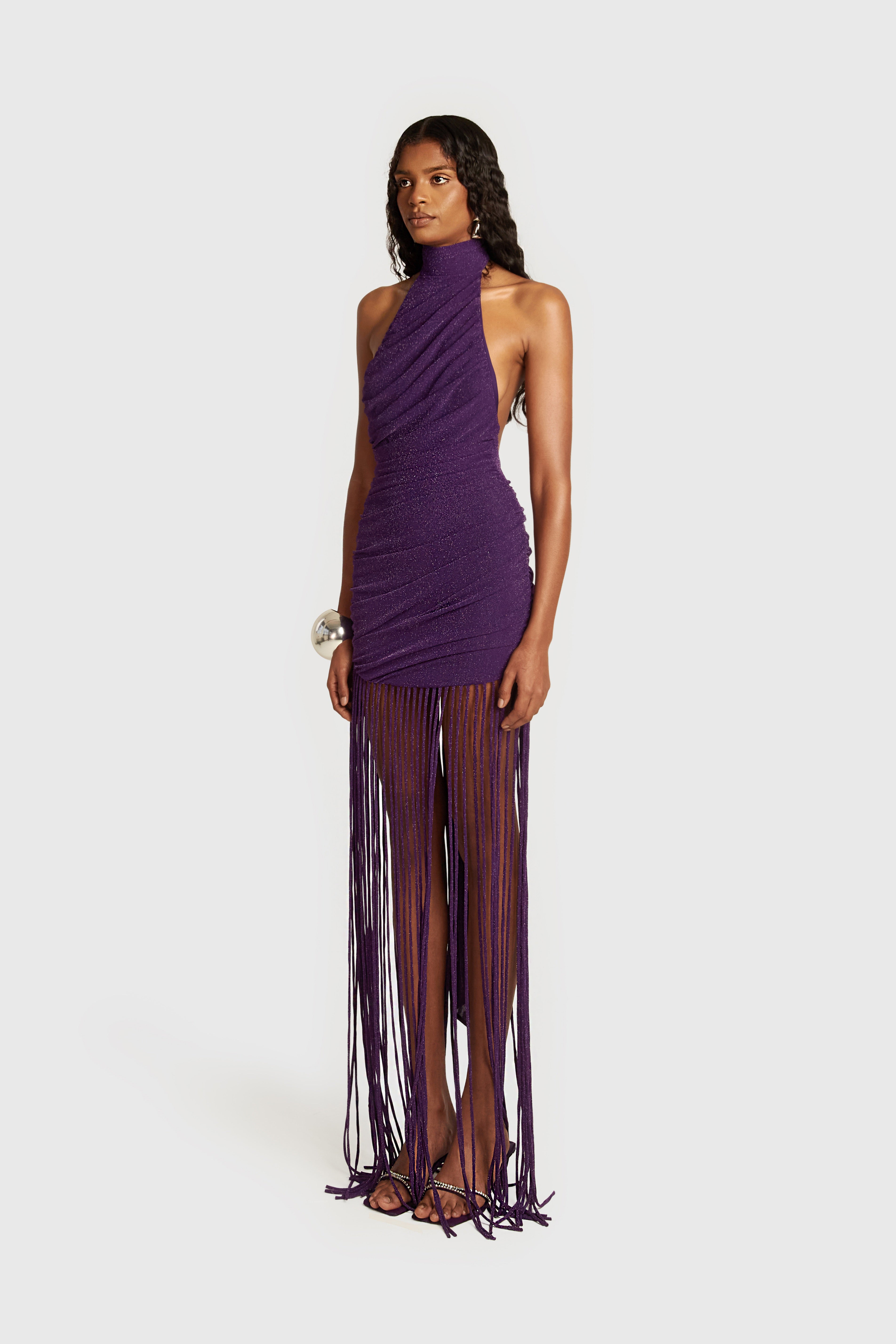 Zuma Ruched Tassel Maxi - Royal Purple