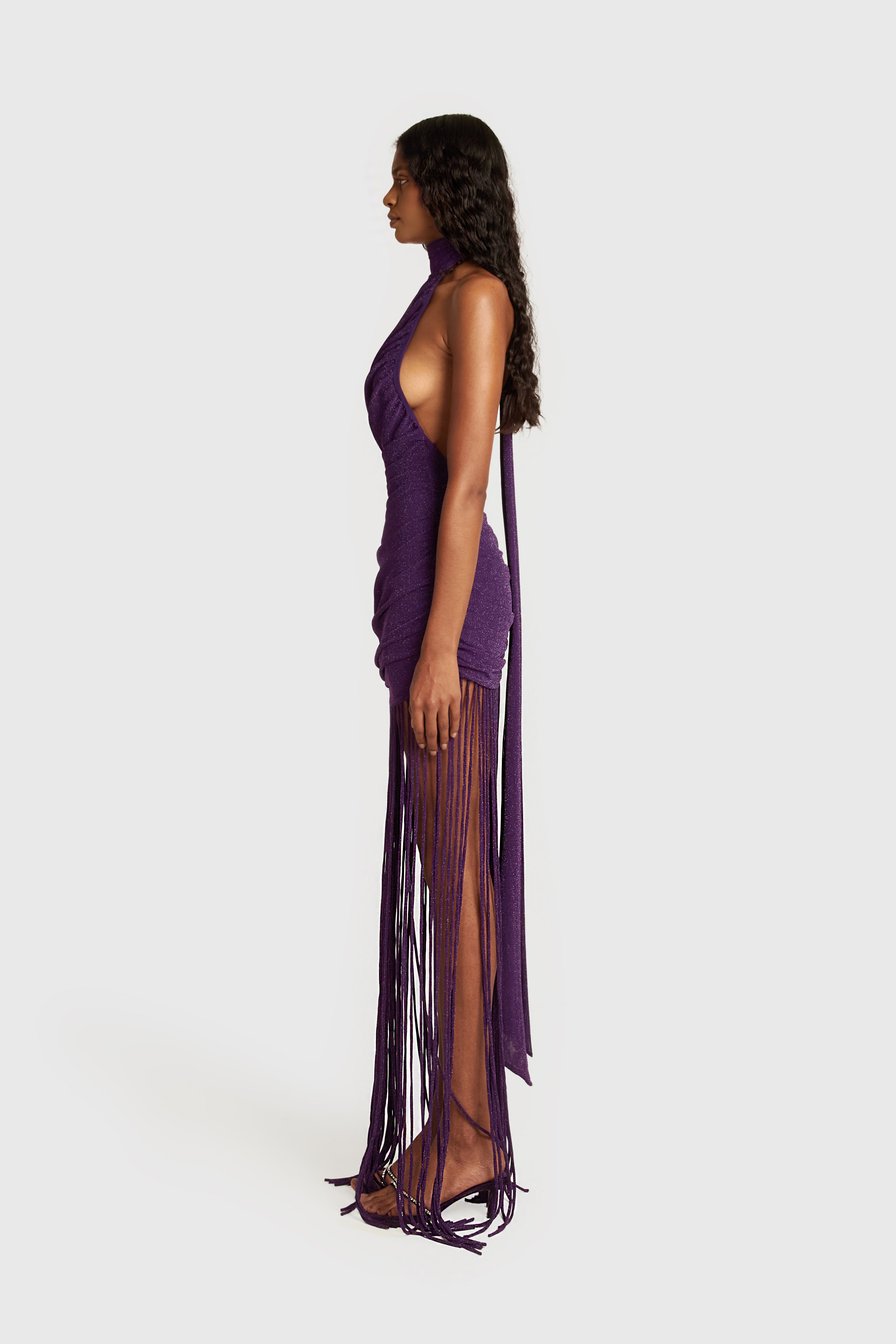 Zuma Ruched Tassel Maxi - Royal Purple