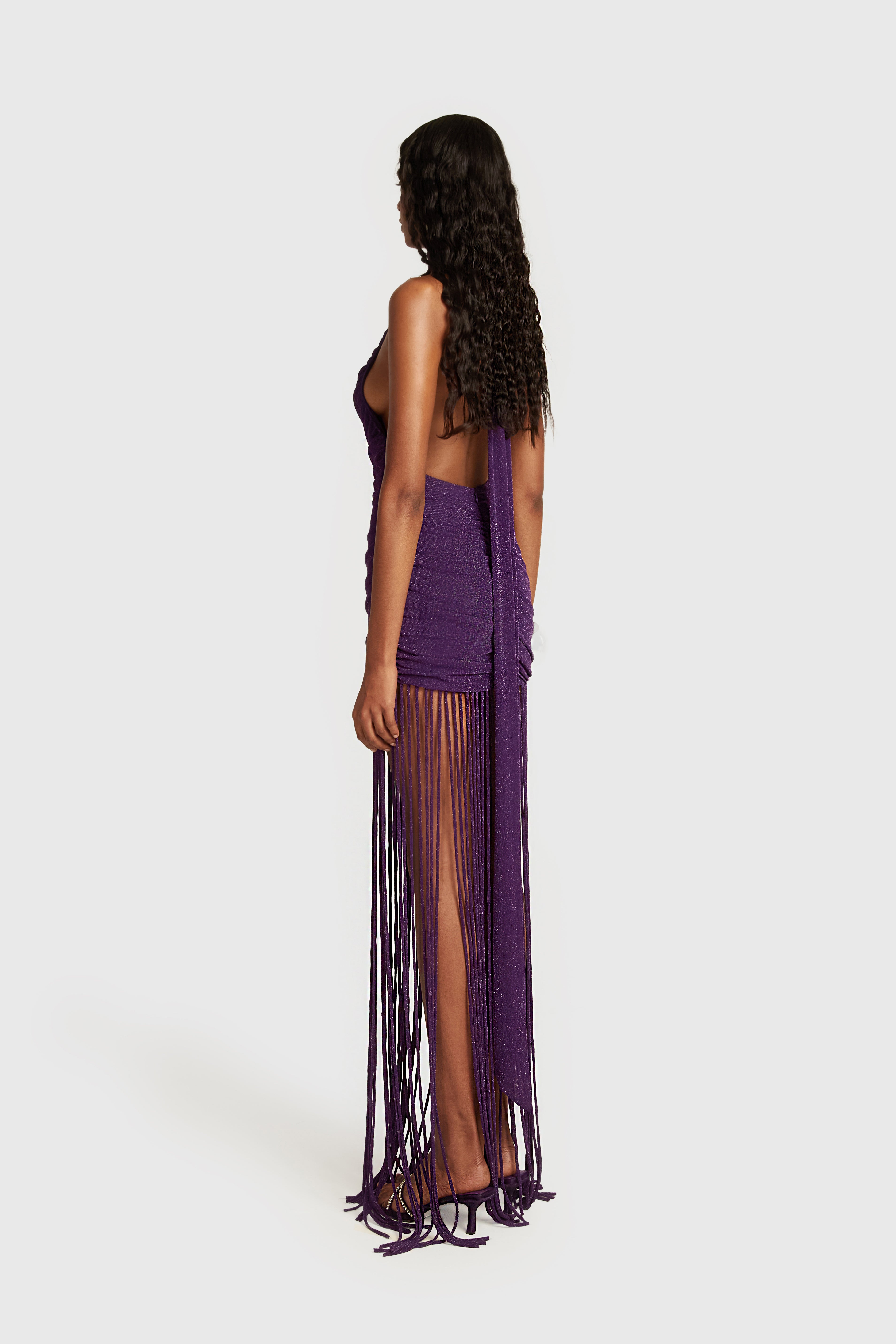 Zuma Ruched Tassel Maxi - Royal Purple