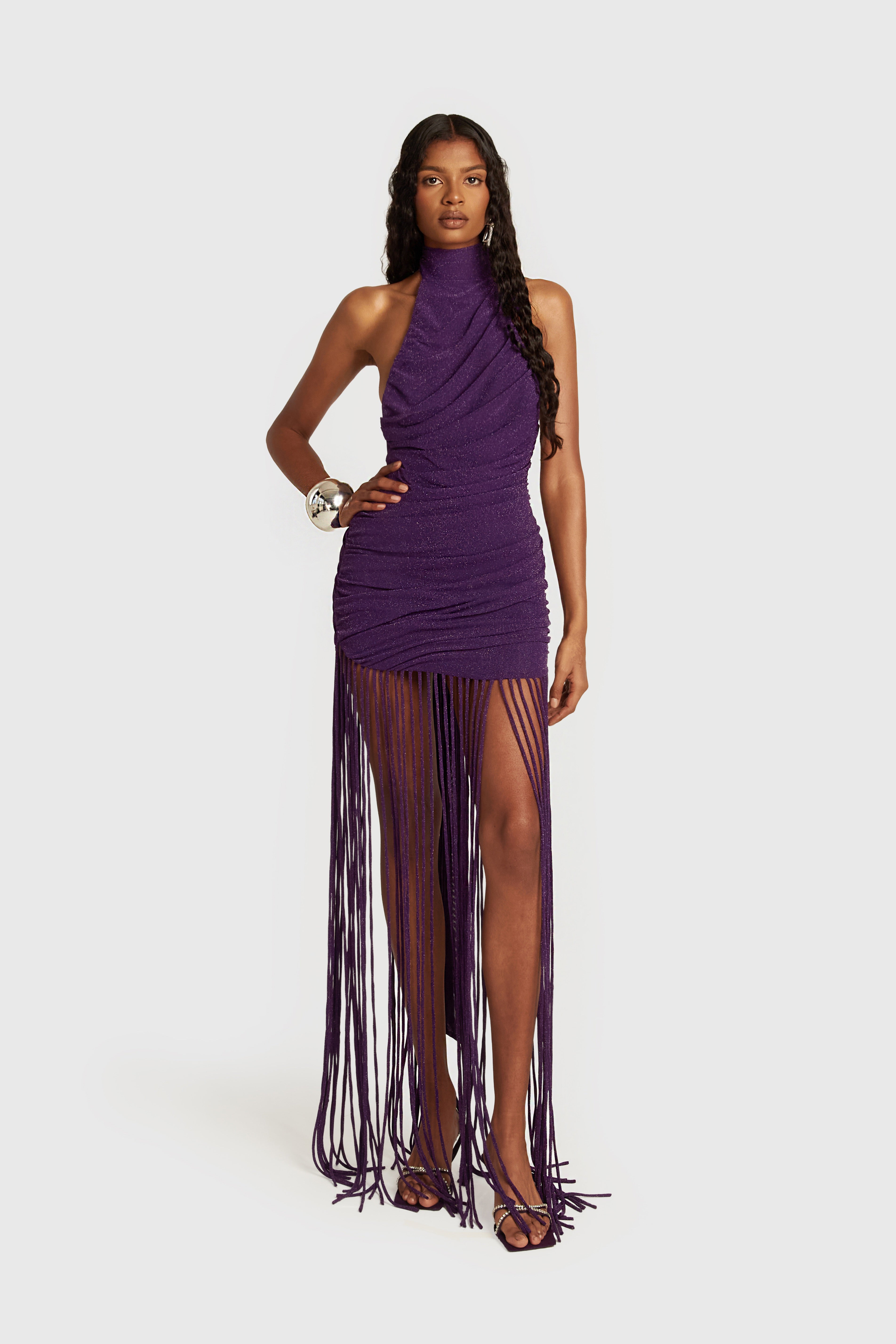 Zuma Ruched Tassel Maxi - Royal Purple – BBXBRAND