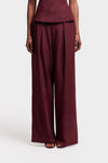 Pinstripe Wide Leg Suit Pants - Trophy Wine